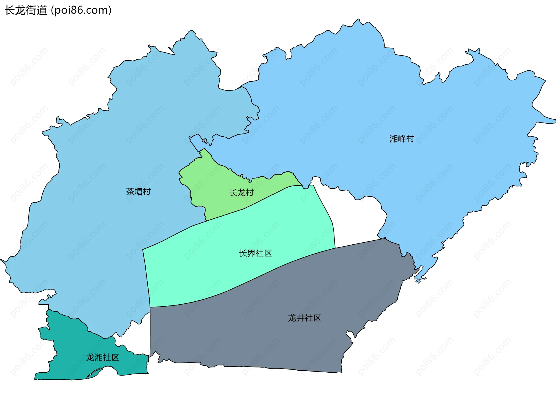 长龙街道边界地图(五级行政区划)