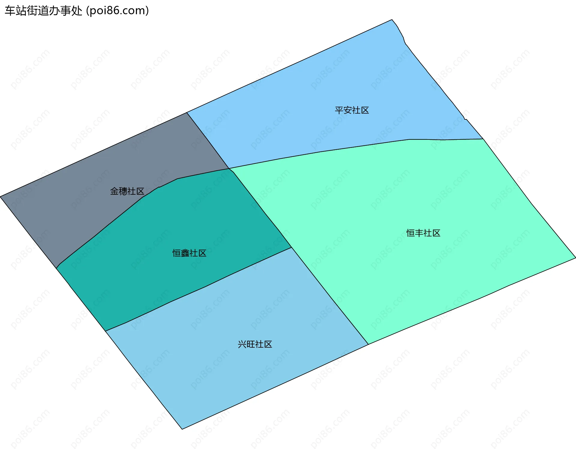 车站街道办事处边界地图(五级行政区划)