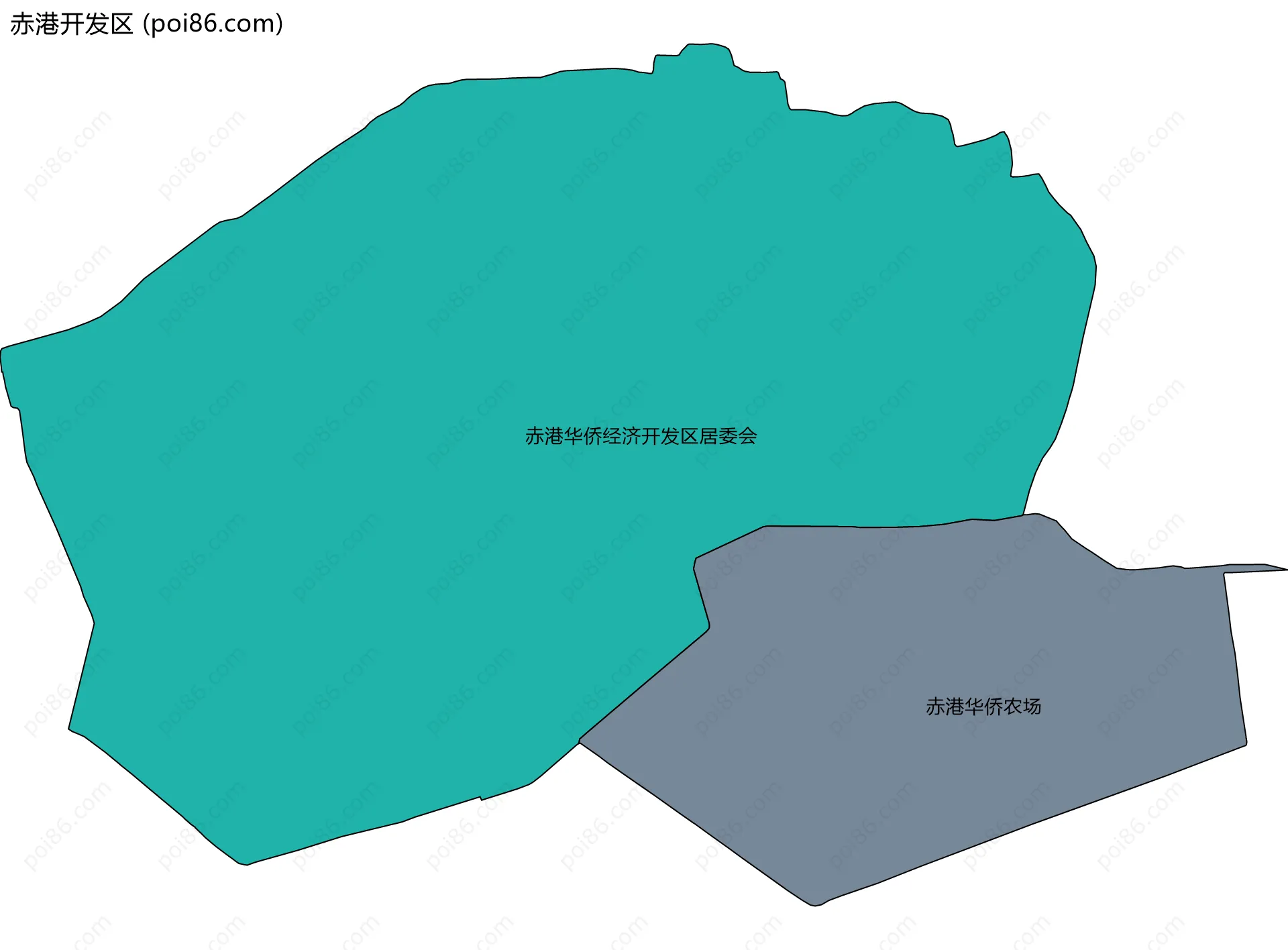 赤港开发区边界地图(五级行政区划)