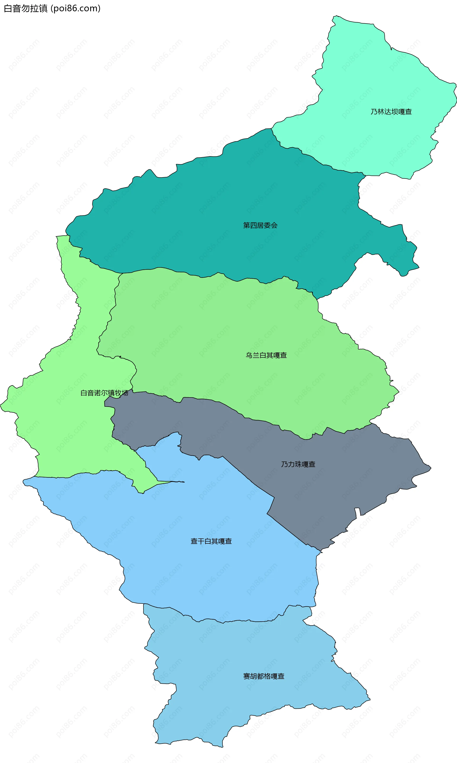 白音勿拉镇边界地图(五级行政区划)
