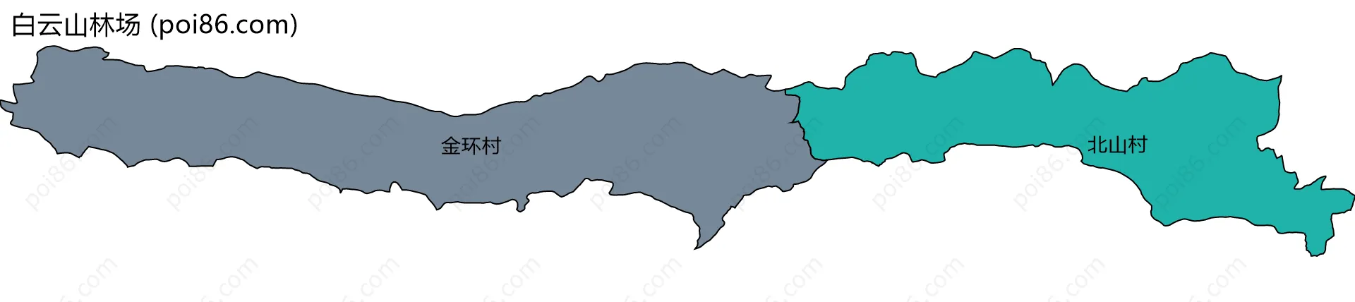白云山林场边界地图(五级行政区划)
