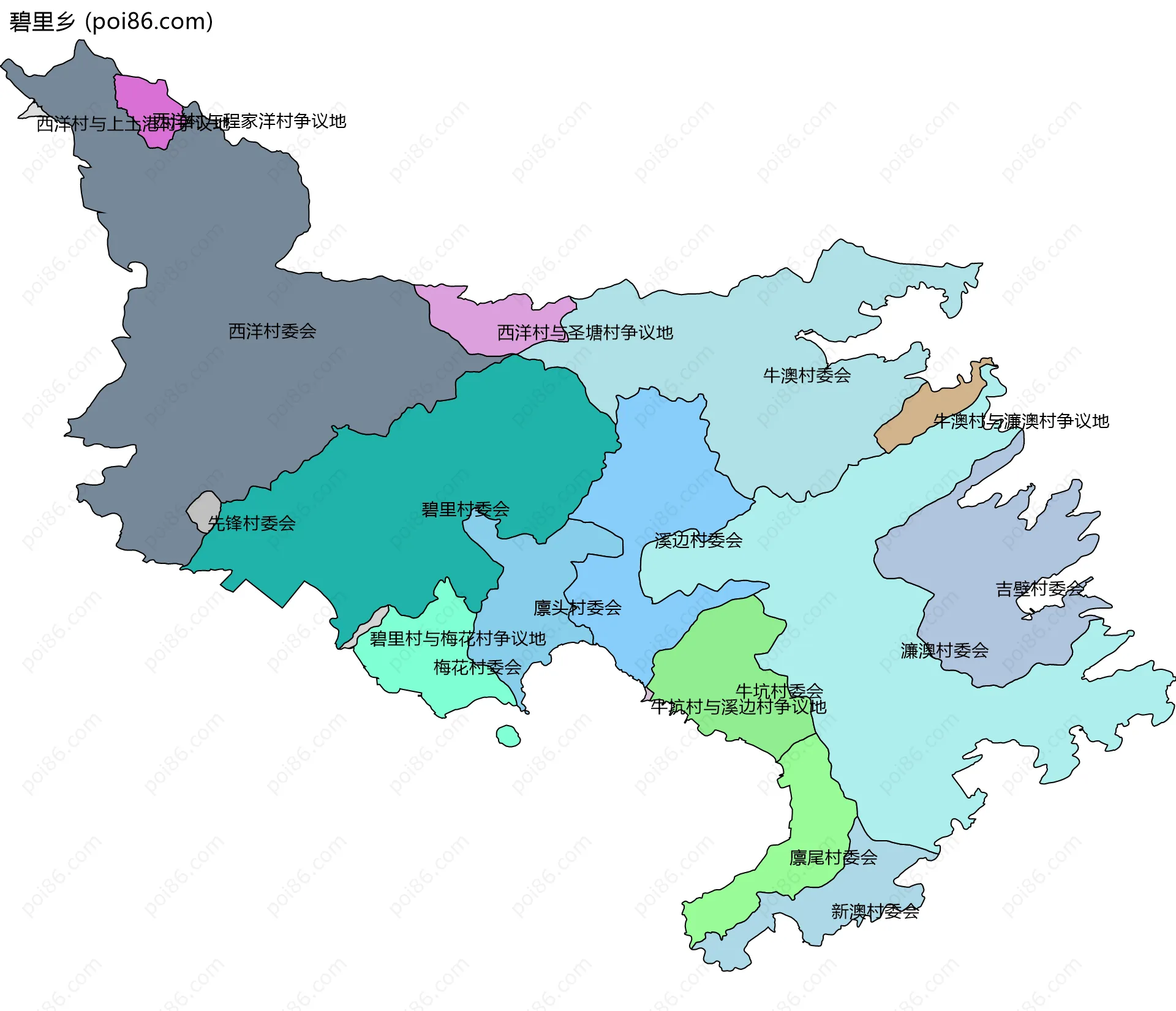 碧里乡边界地图(五级行政区划)