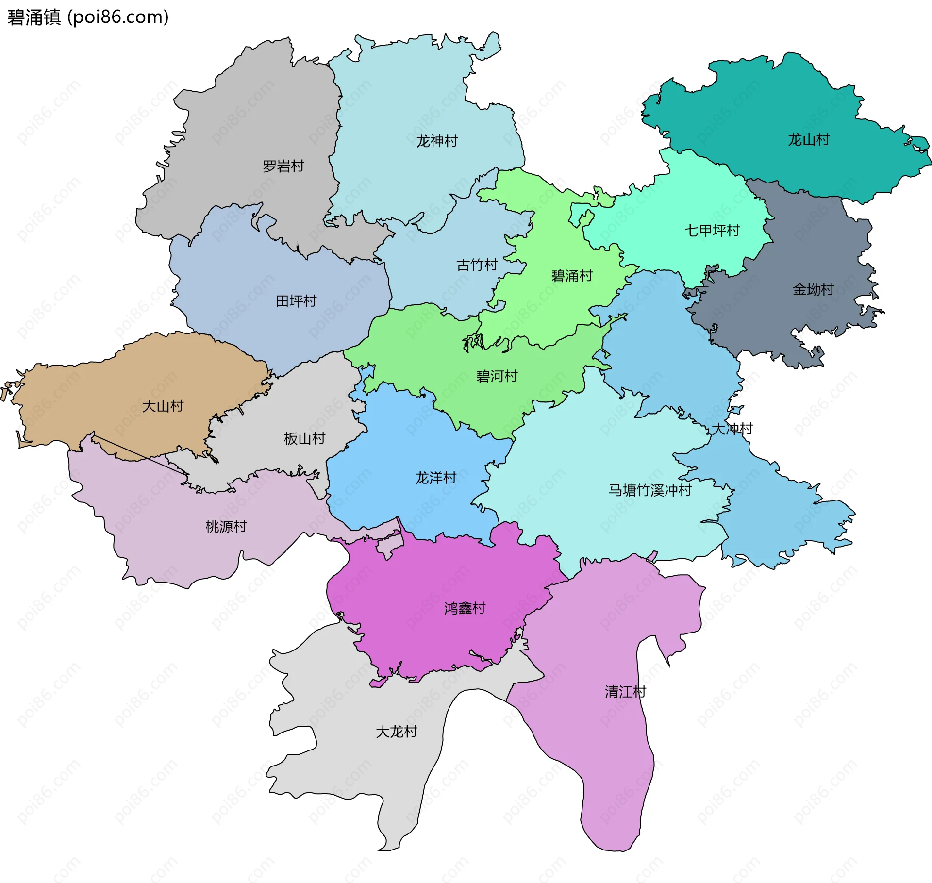 碧涌镇边界地图(五级行政区划)