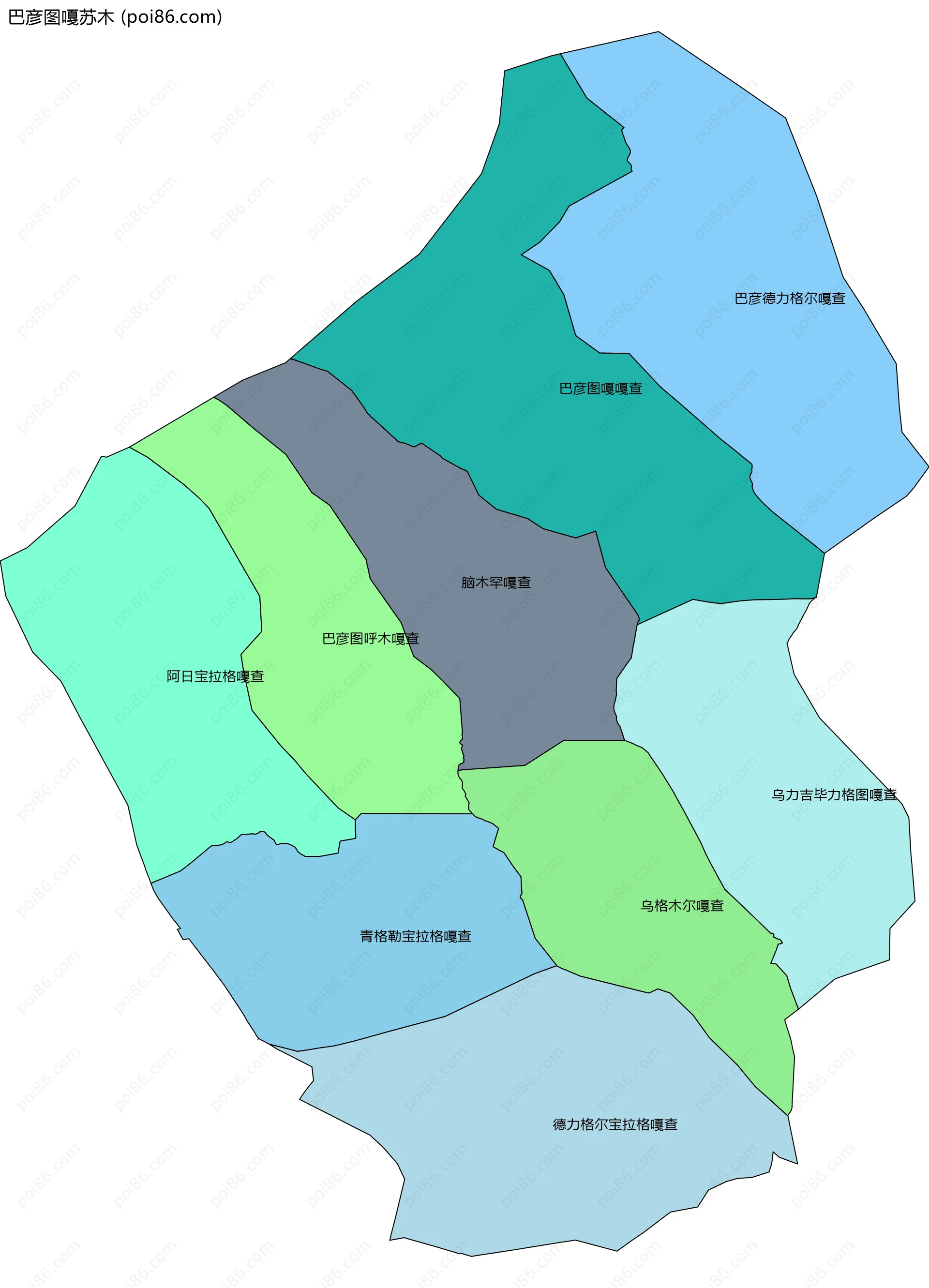 巴彦图嘎苏木边界地图(五级行政区划)