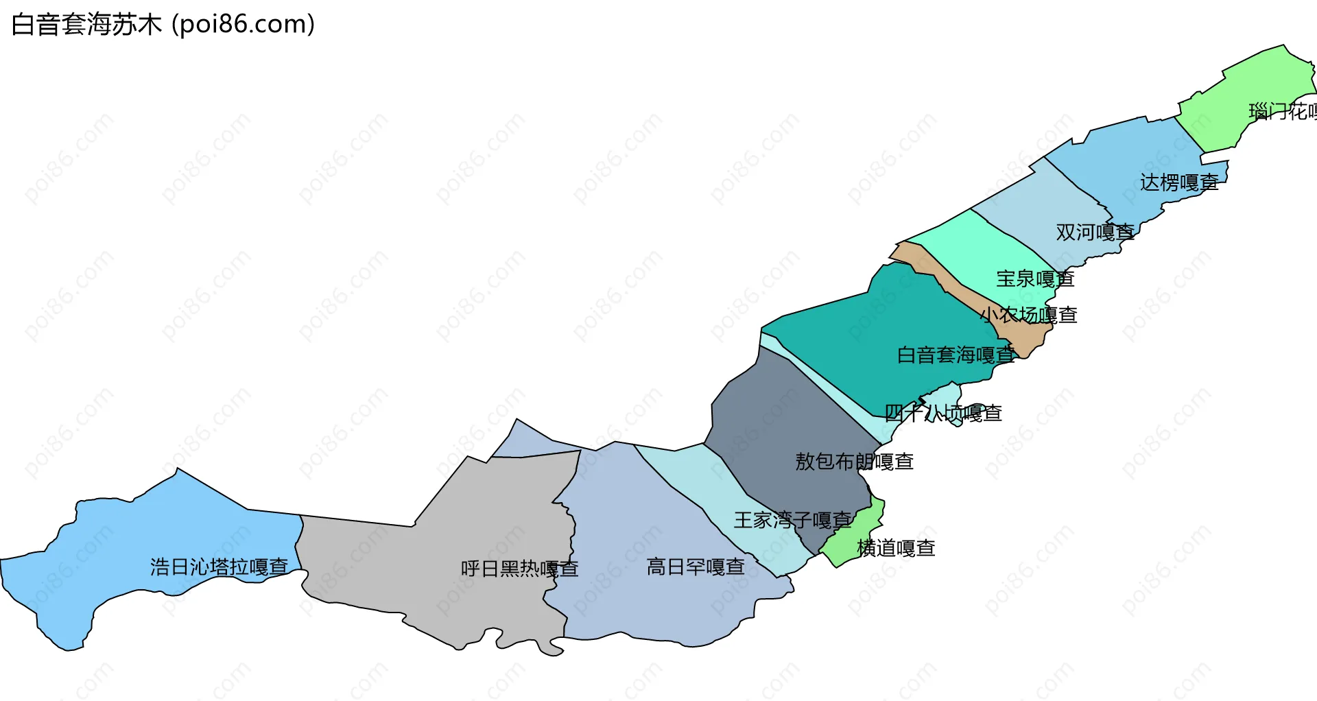 白音套海苏木边界地图(五级行政区划)