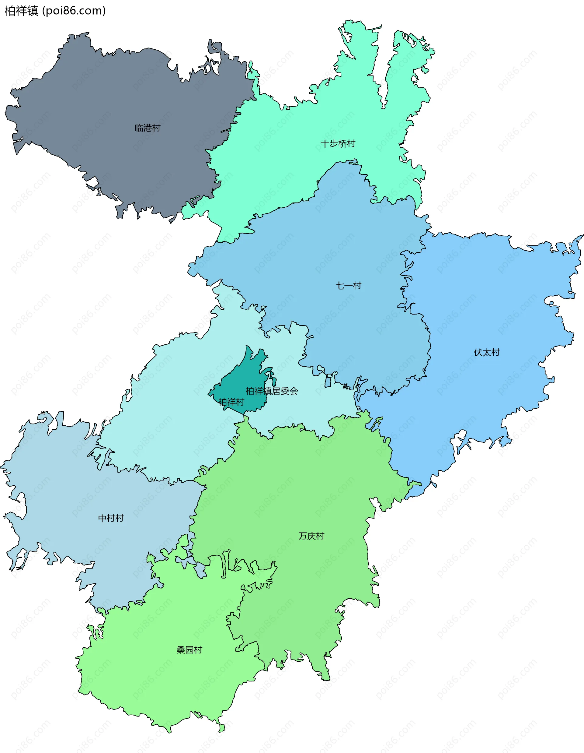 柏祥镇边界地图(五级行政区划)