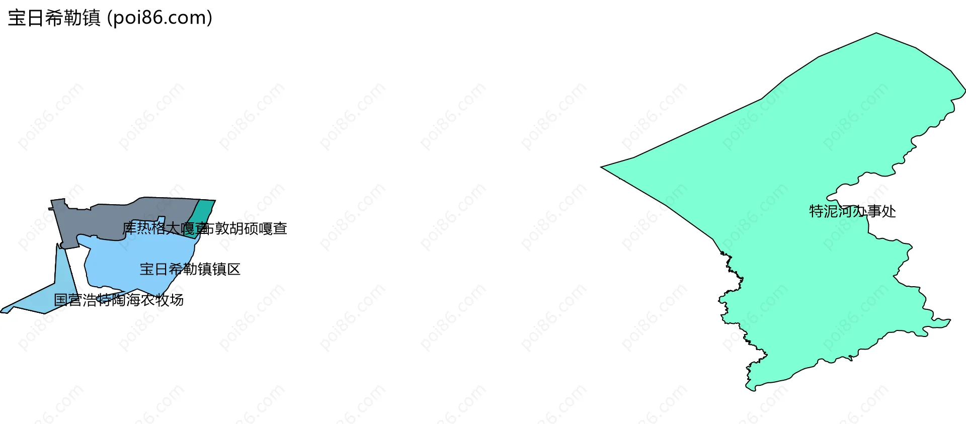 宝日希勒镇边界地图(五级行政区划)