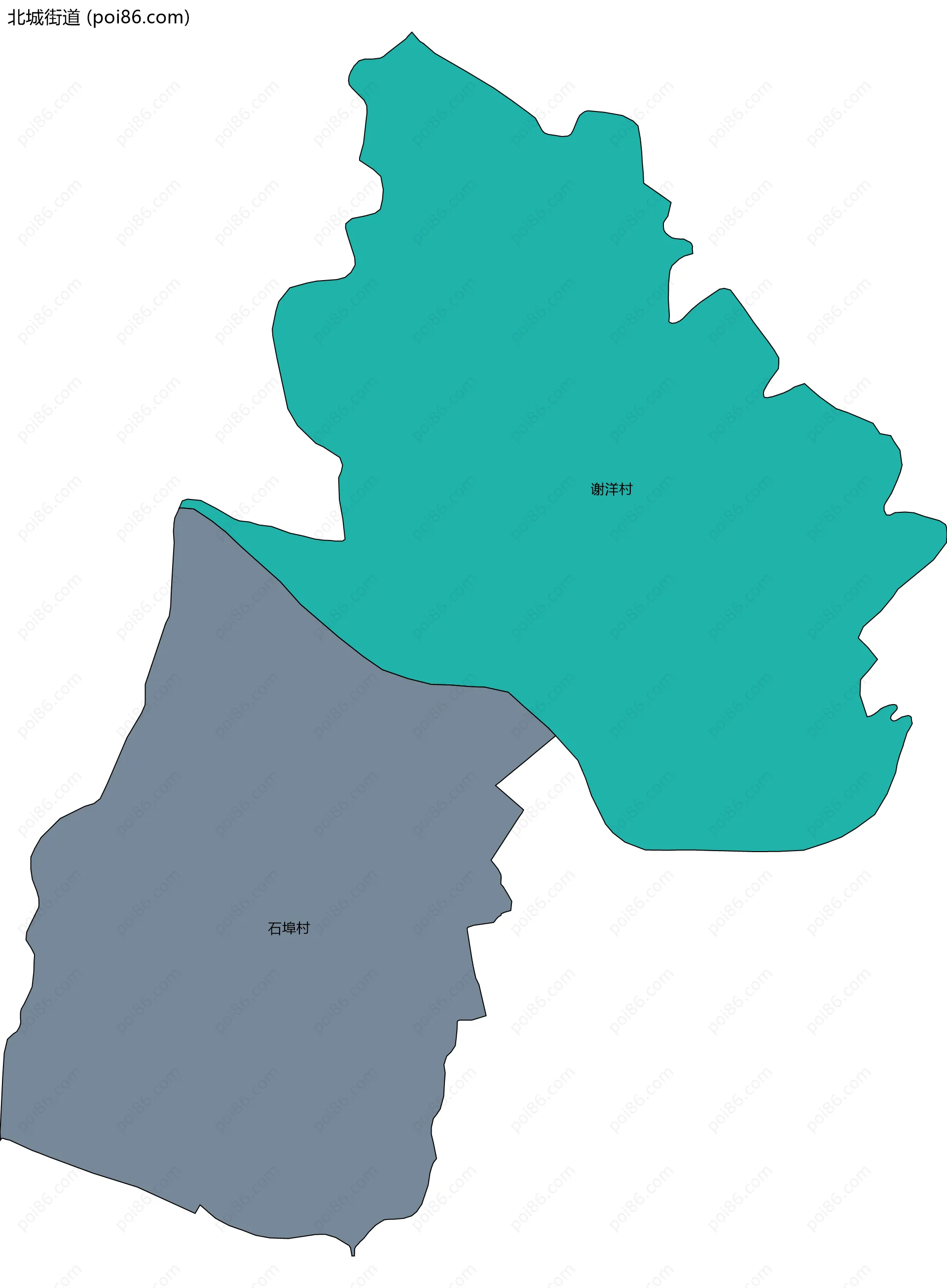 北城街道边界地图(五级行政区划)