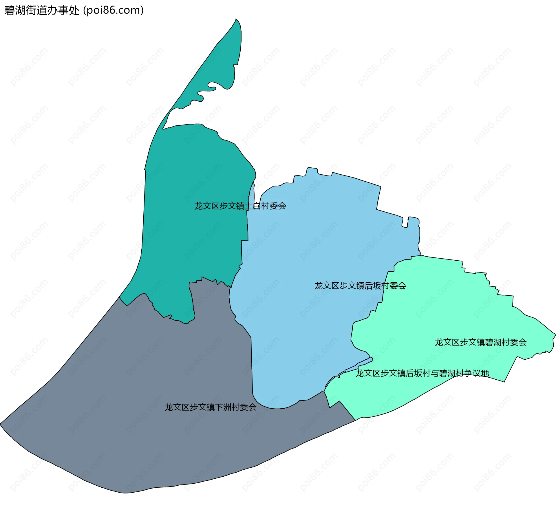 碧湖街道办事处边界地图(五级行政区划)