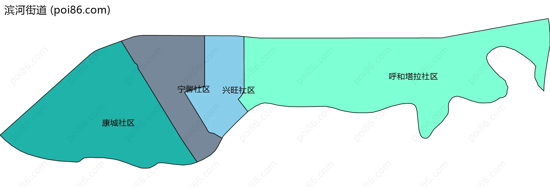 滨河街道边界地图(五级行政区划)