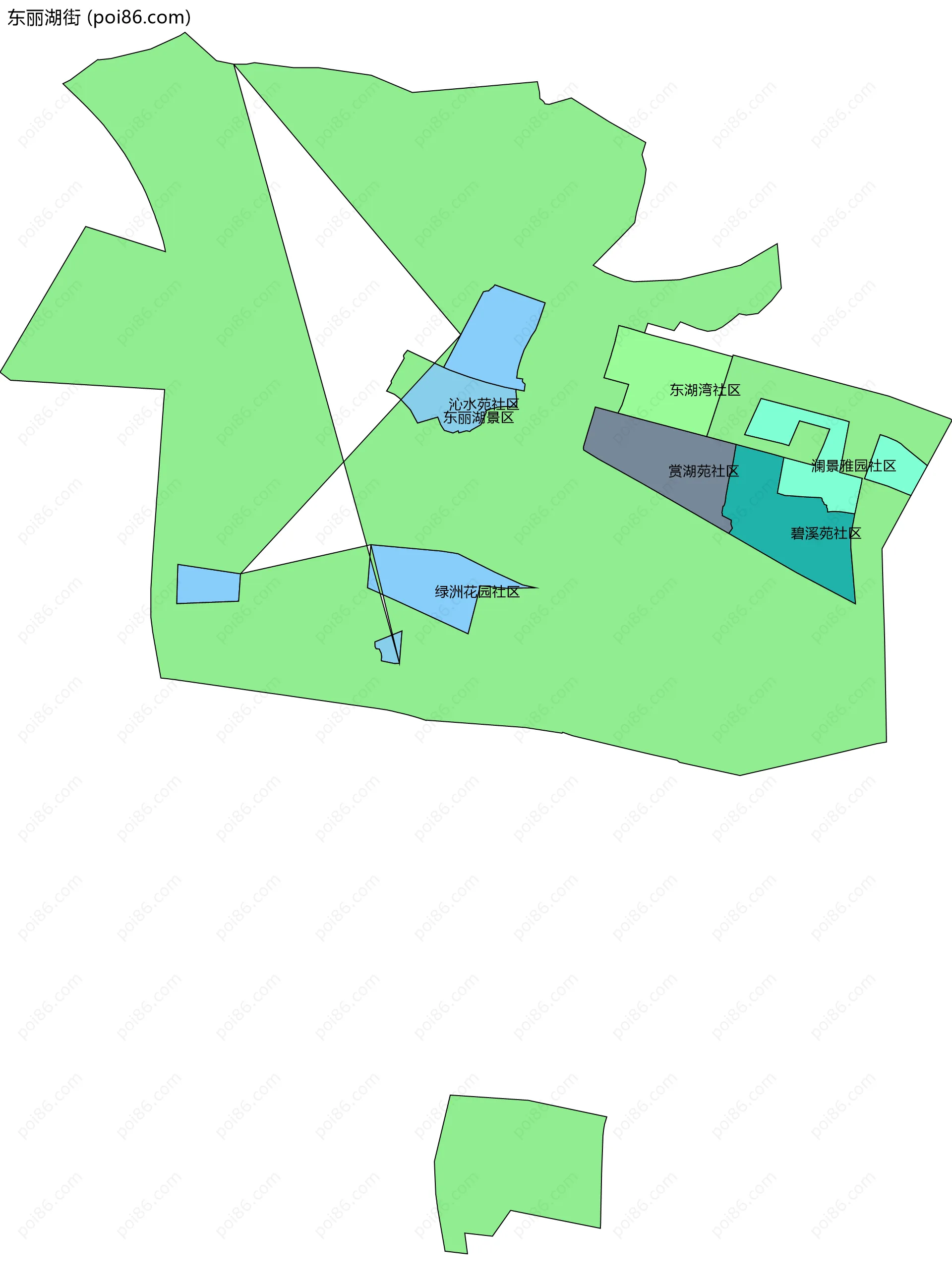 东丽湖街边界地图(五级行政区划)
