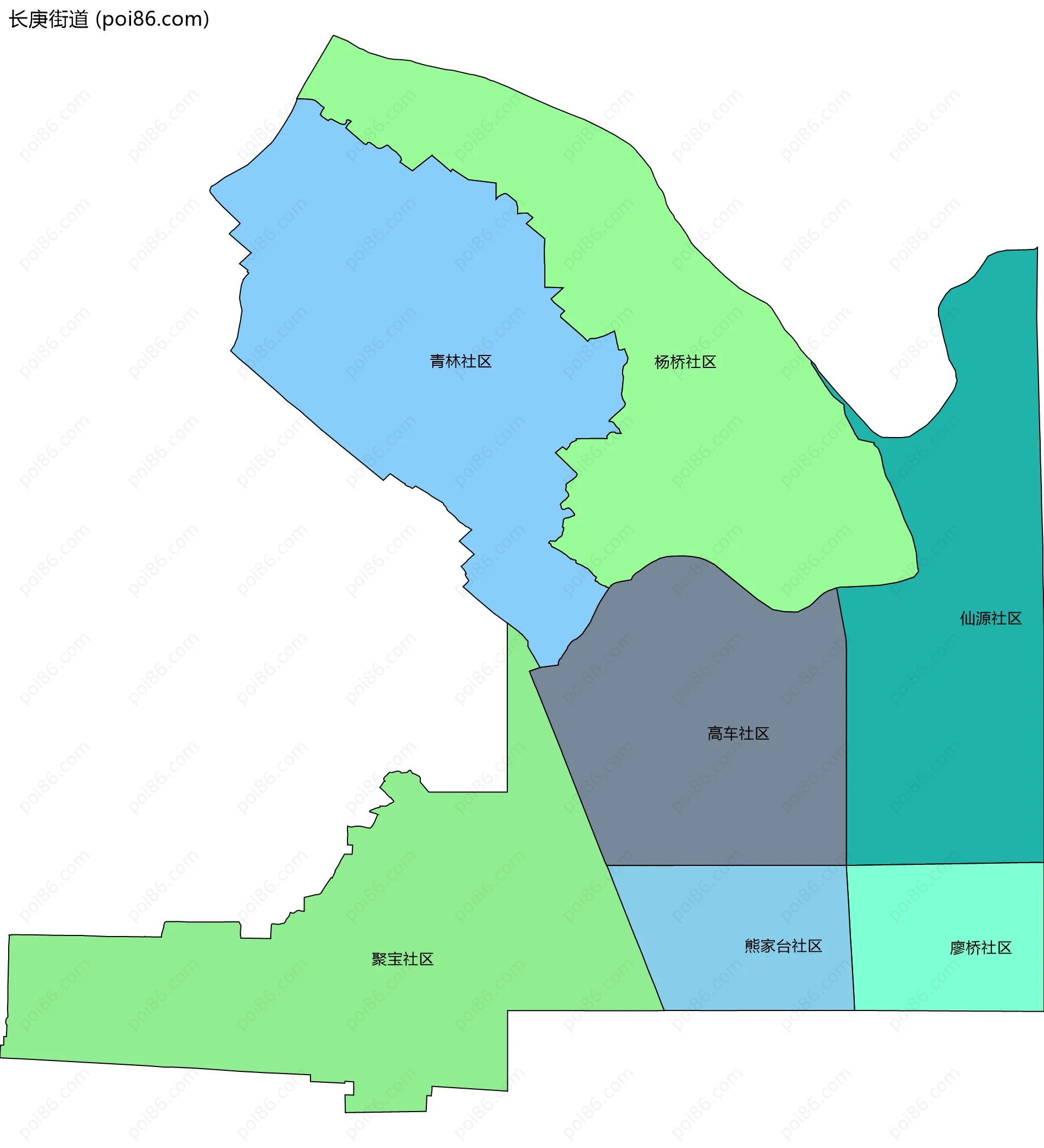 长庚街道边界地图(五级行政区划)