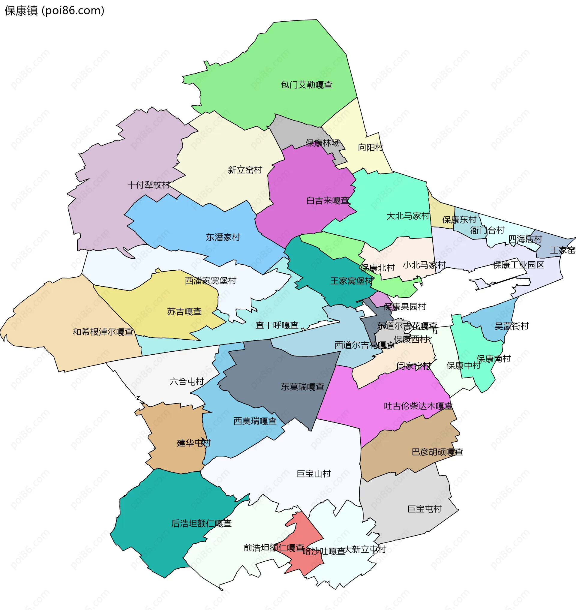 保康镇边界地图(五级行政区划)