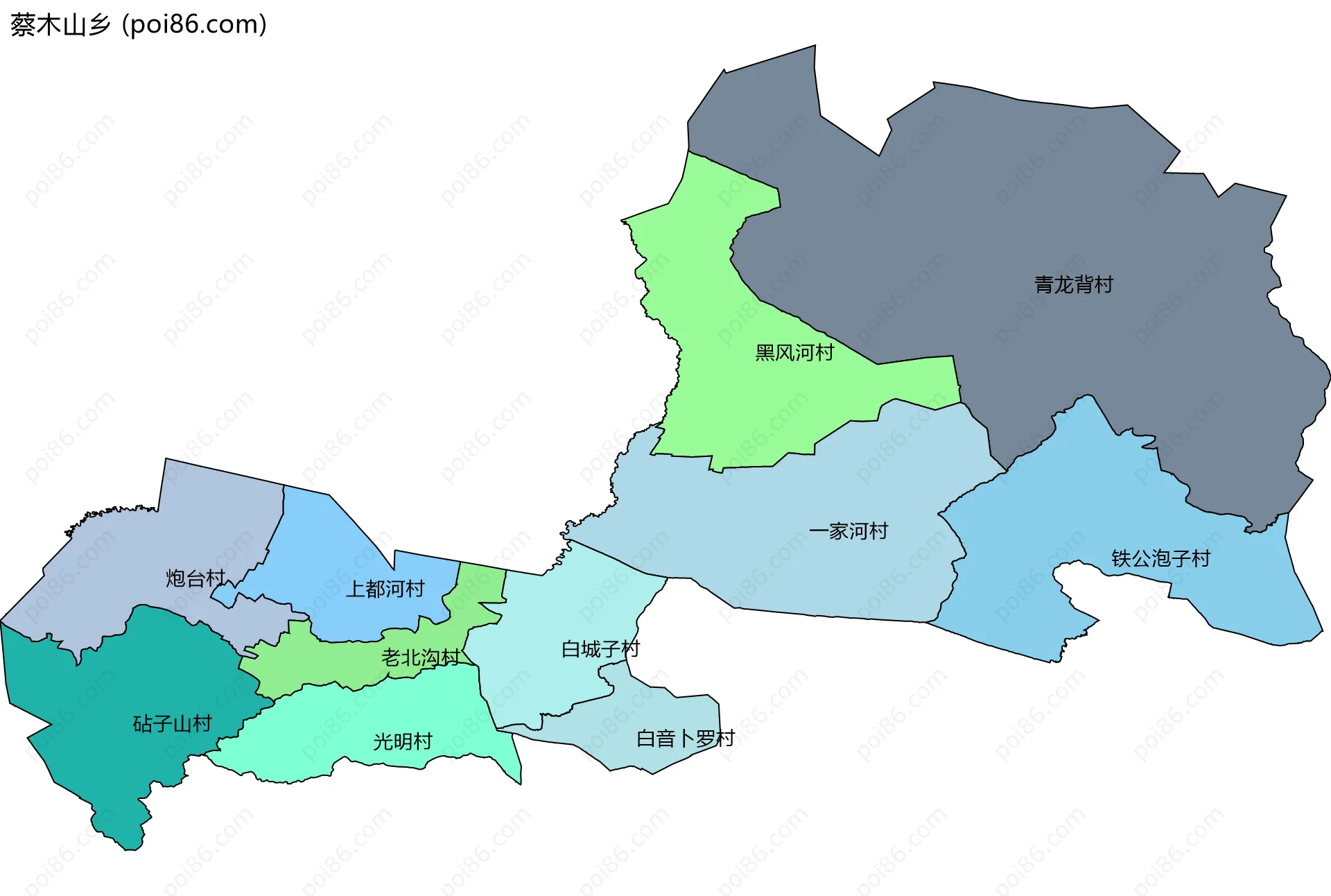 蔡木山乡边界地图(五级行政区划)