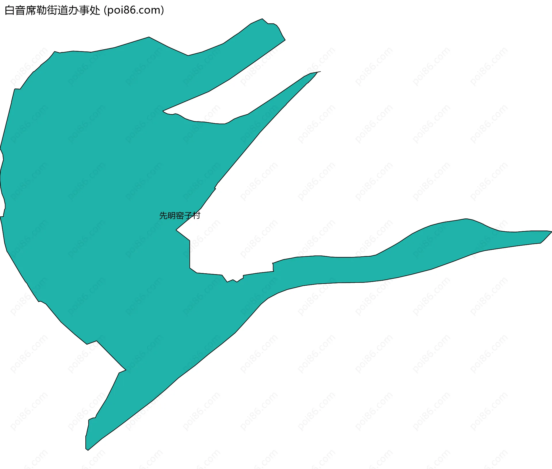 白音席勒街道办事处边界地图(五级行政区划)