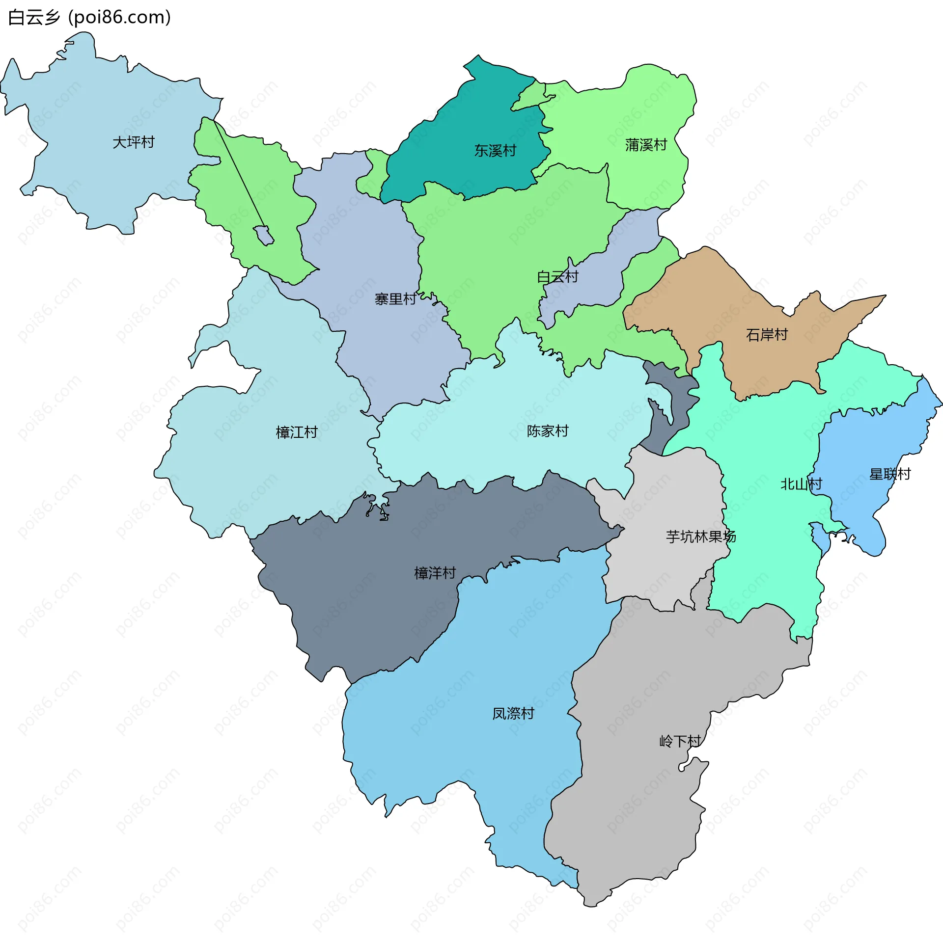 白云乡边界地图(五级行政区划)