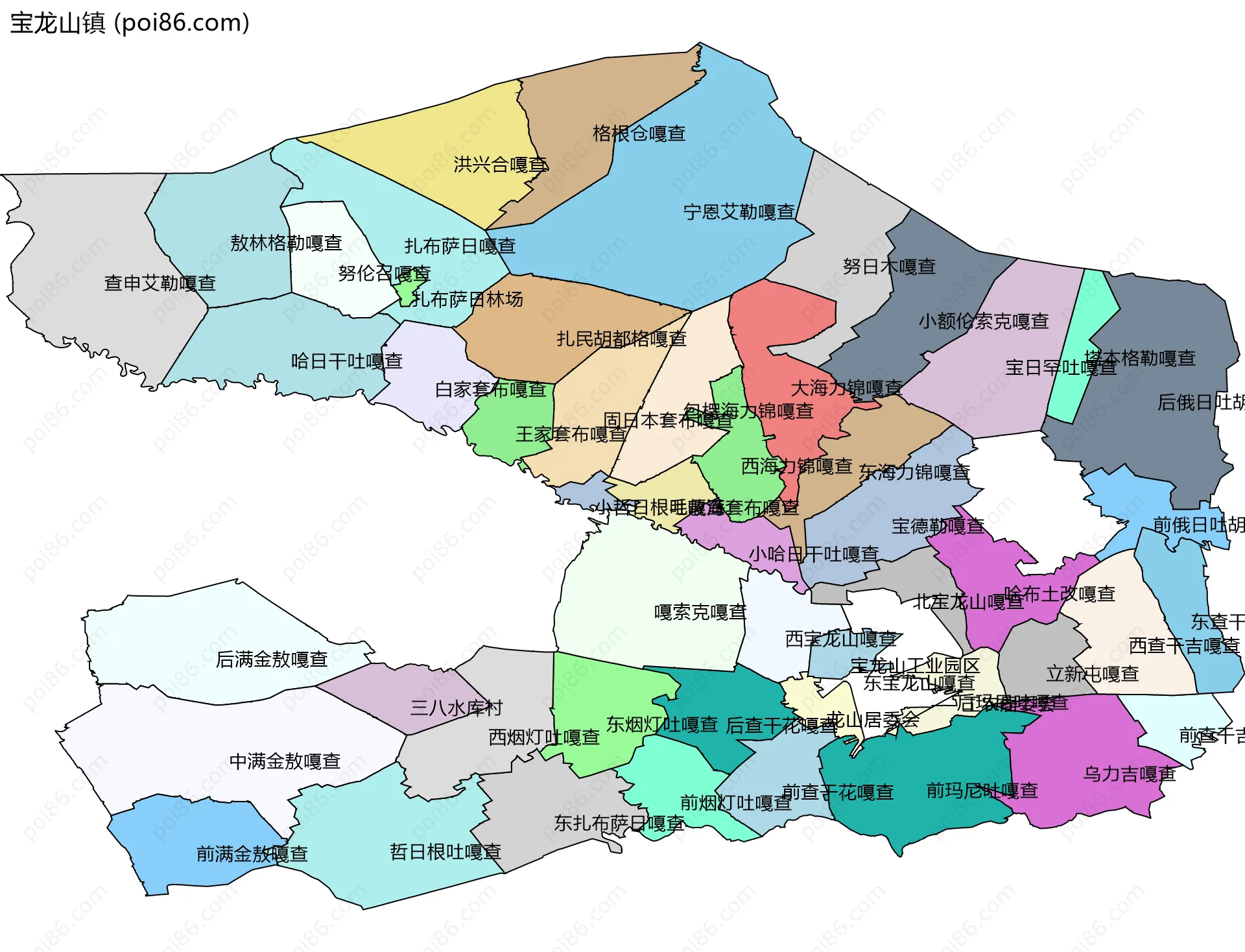 宝龙山镇边界地图(五级行政区划)