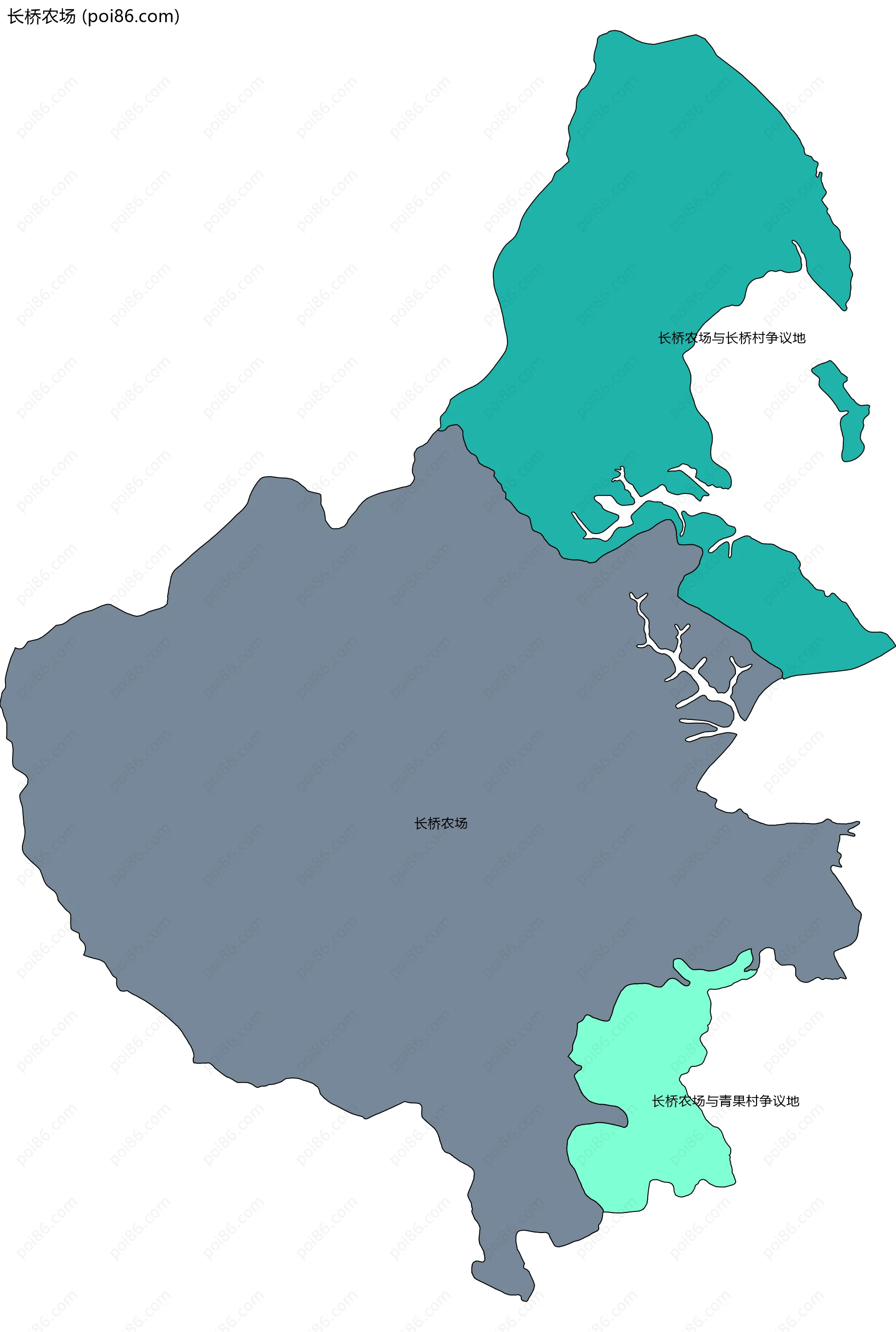 长桥农场边界地图(五级行政区划)