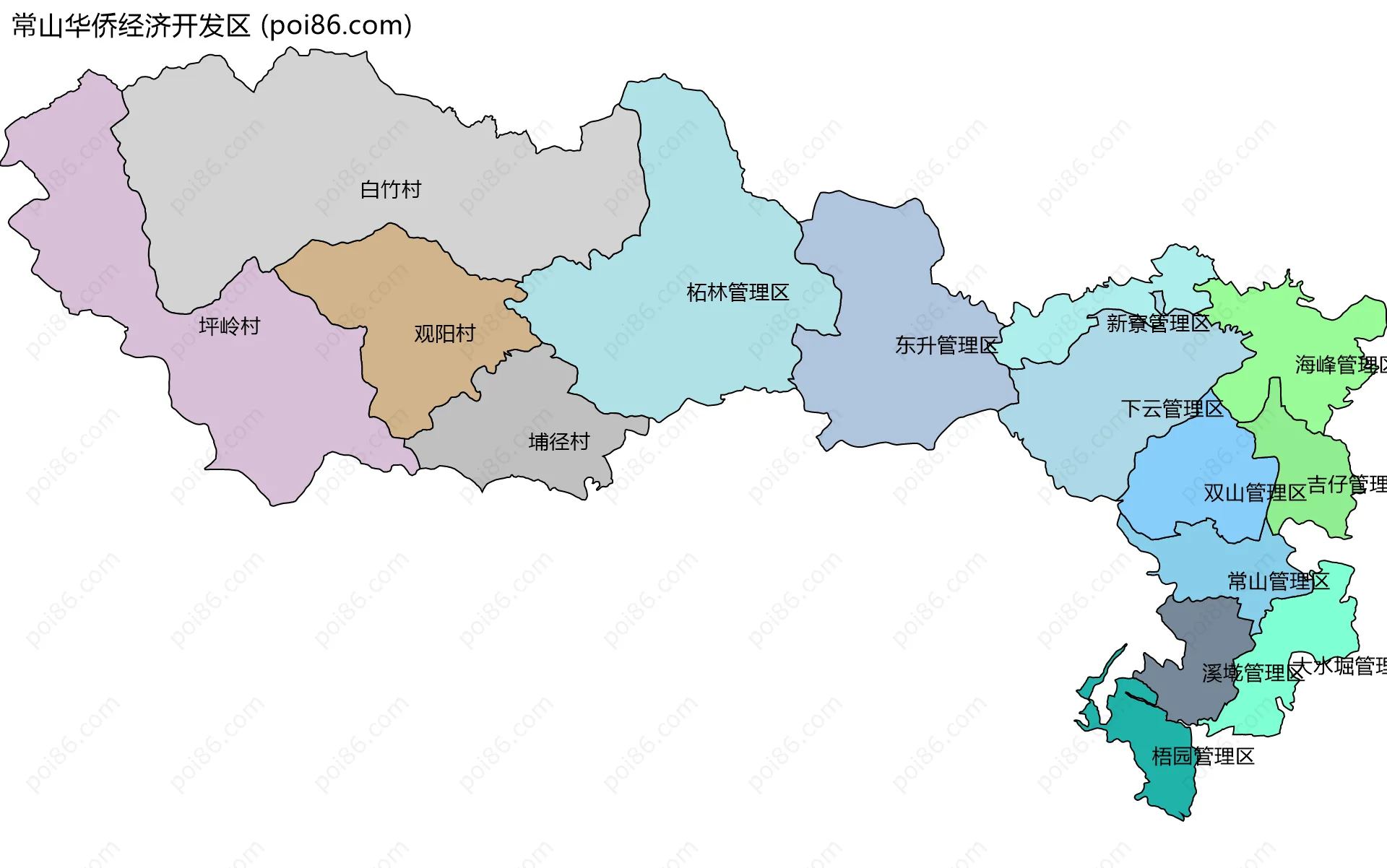 常山华侨经济开发区边界地图(五级行政区划)