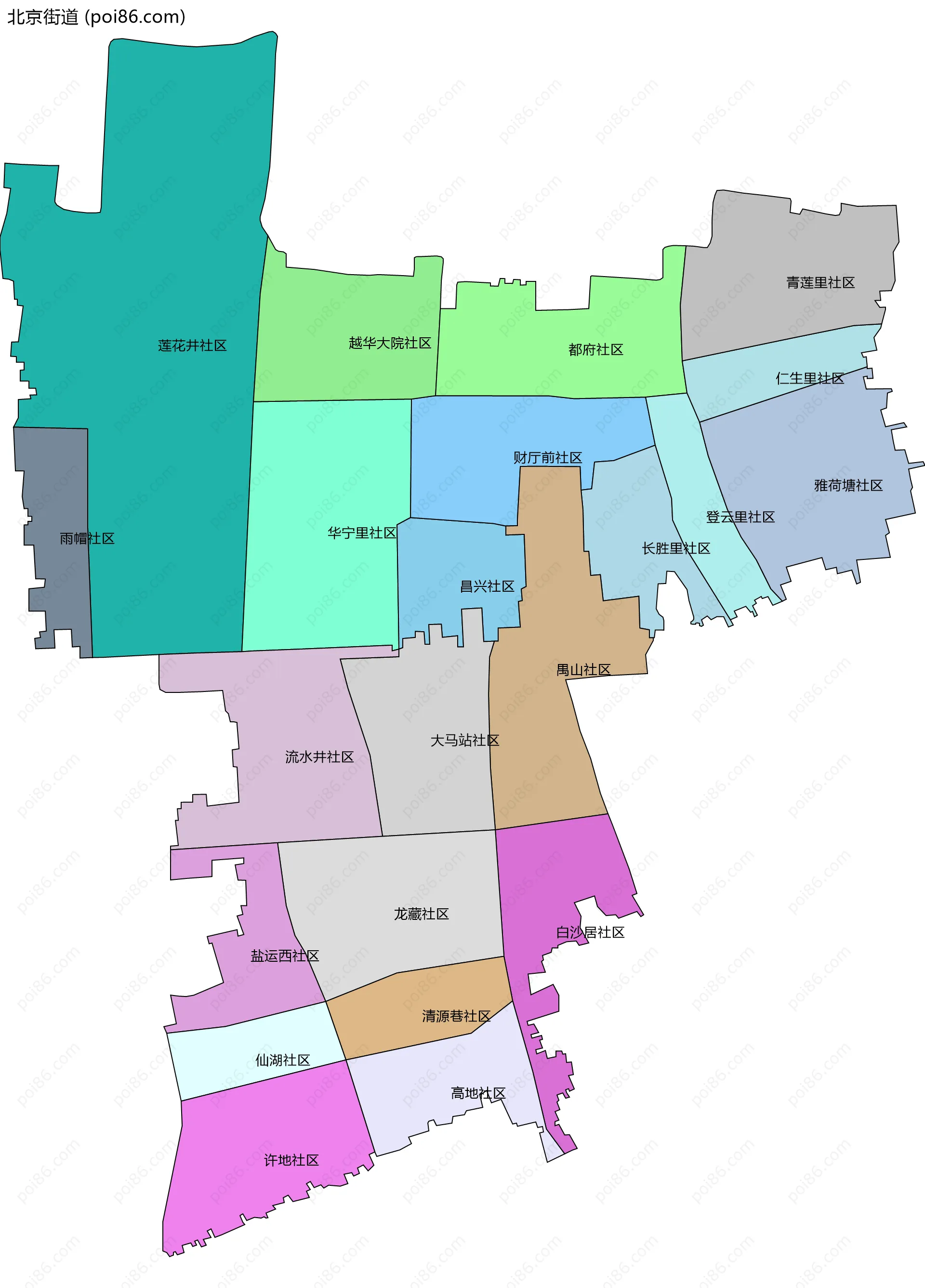 北京街道边界地图(五级行政区划)