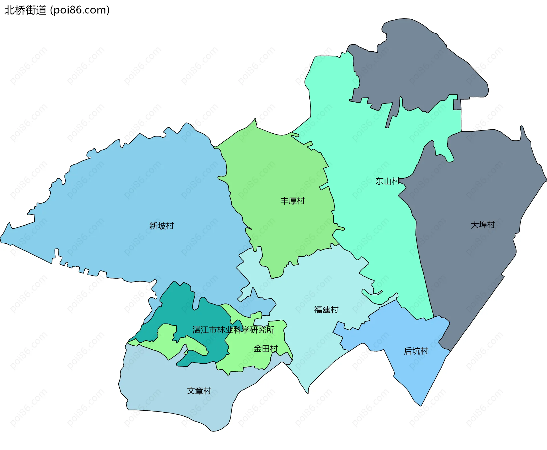 北桥街道边界地图(五级行政区划)