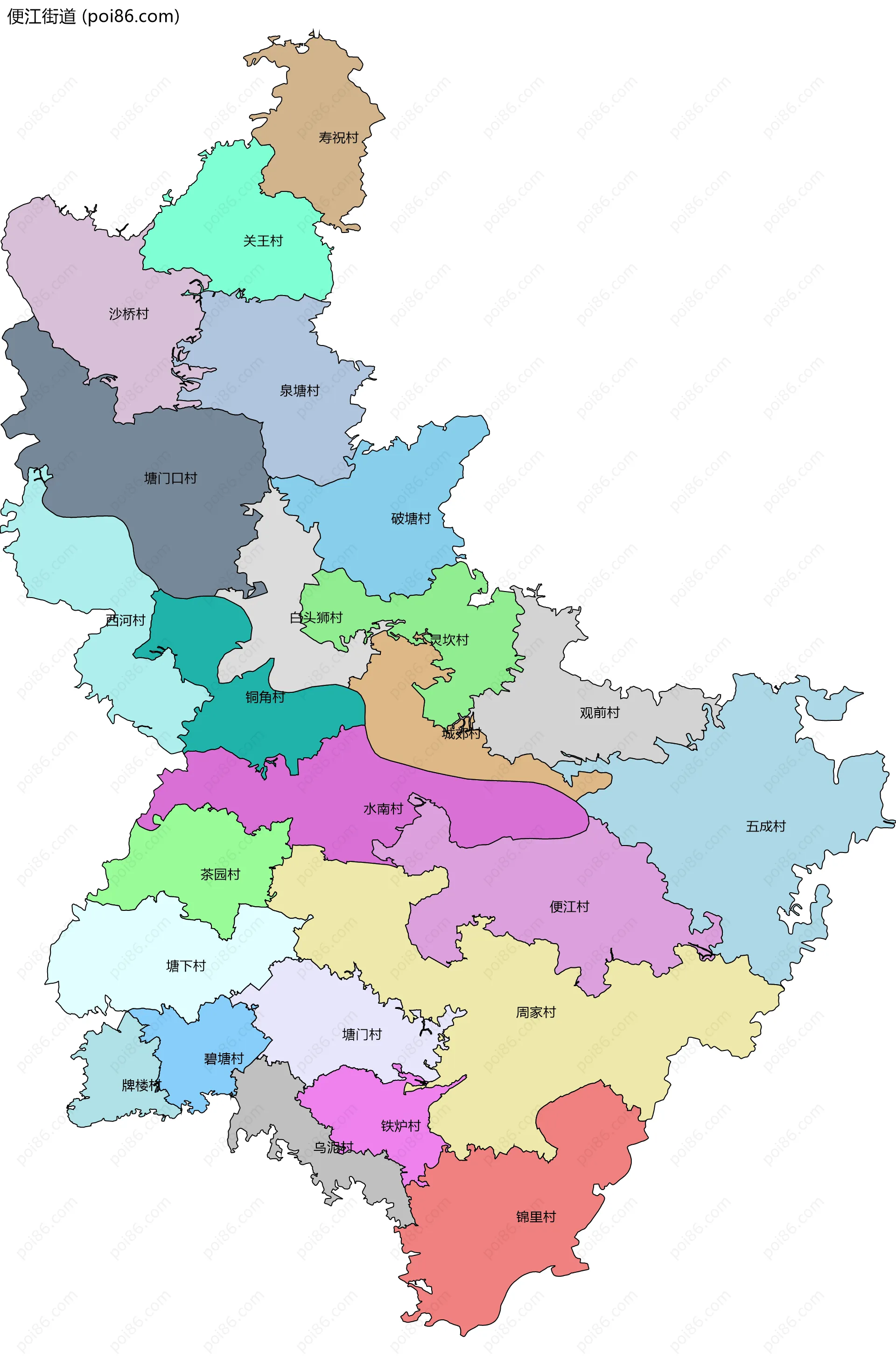 便江街道边界地图(五级行政区划)