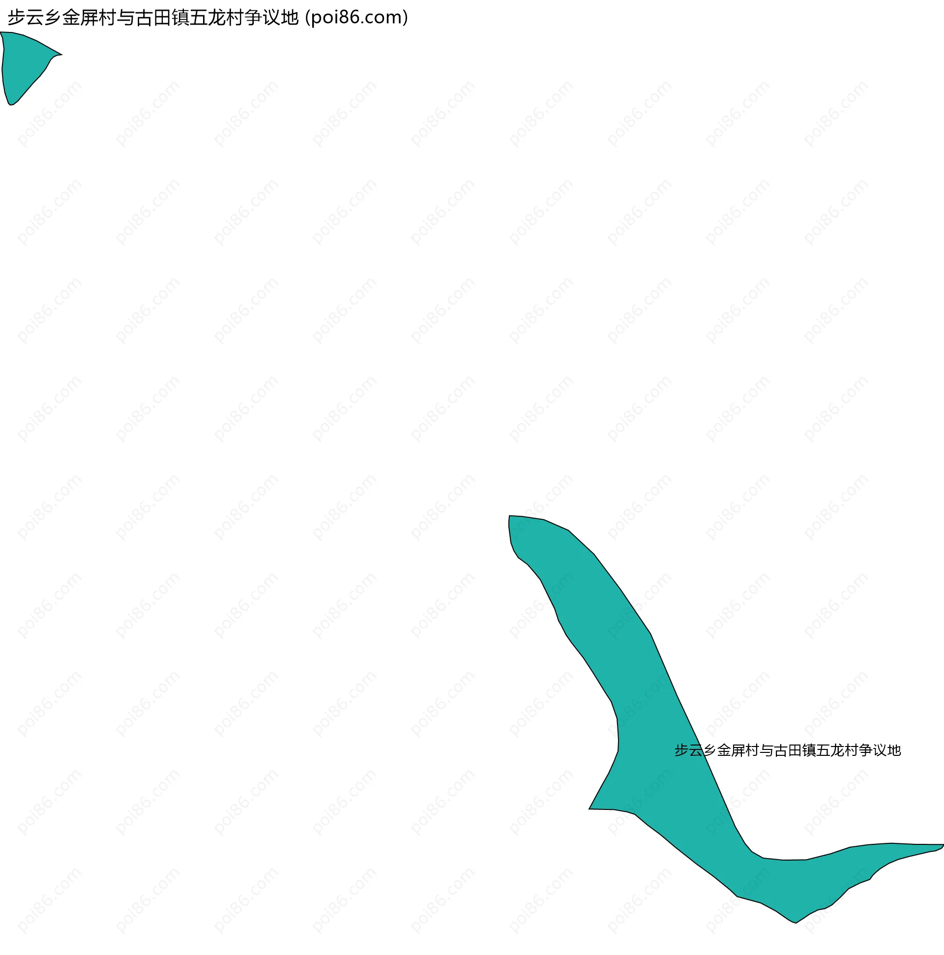 步云乡金屏村与古田镇五龙村争议地边界地图