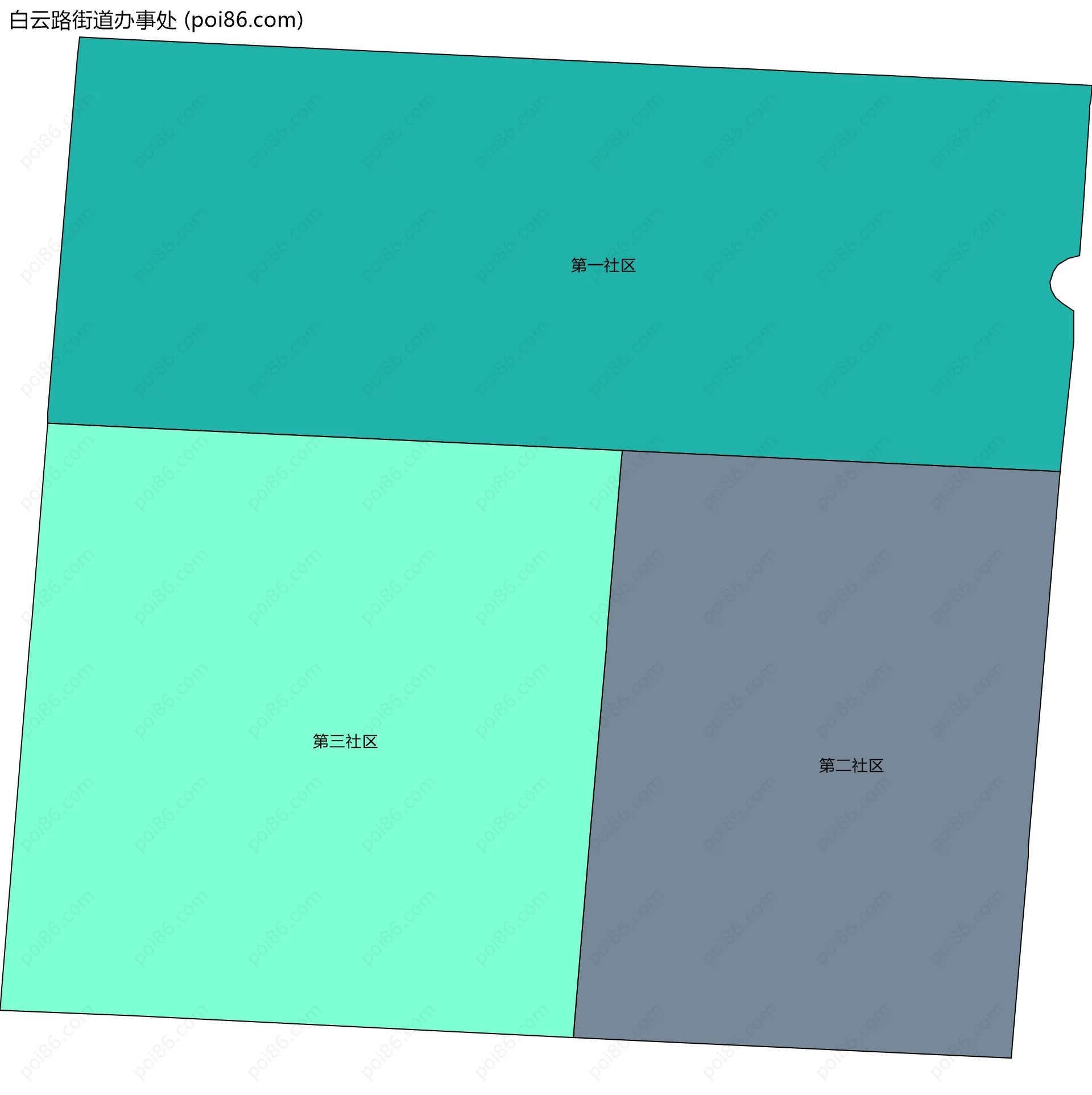 白云路街道办事处边界地图(五级行政区划)