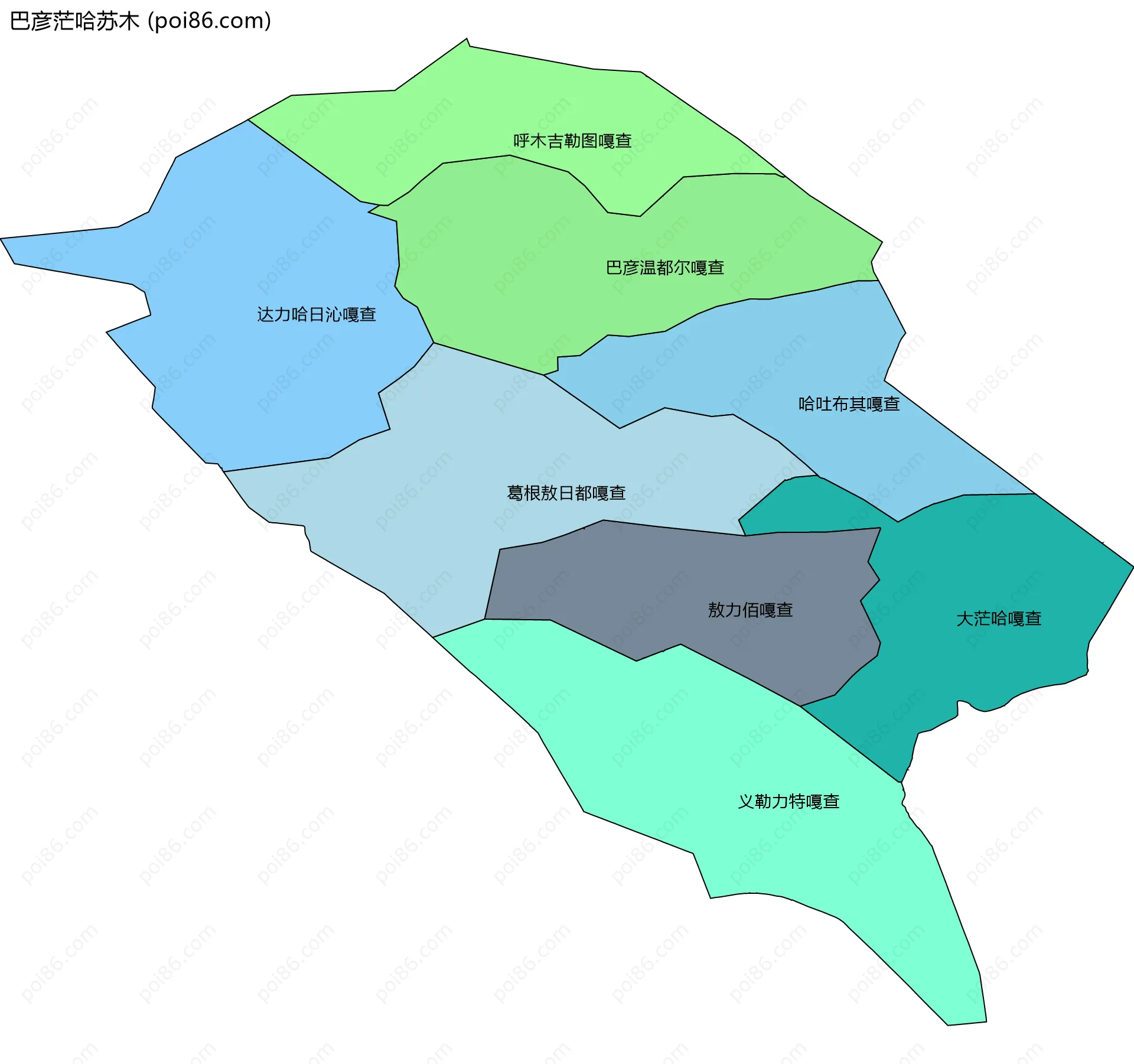 巴彦茫哈苏木边界地图(五级行政区划)