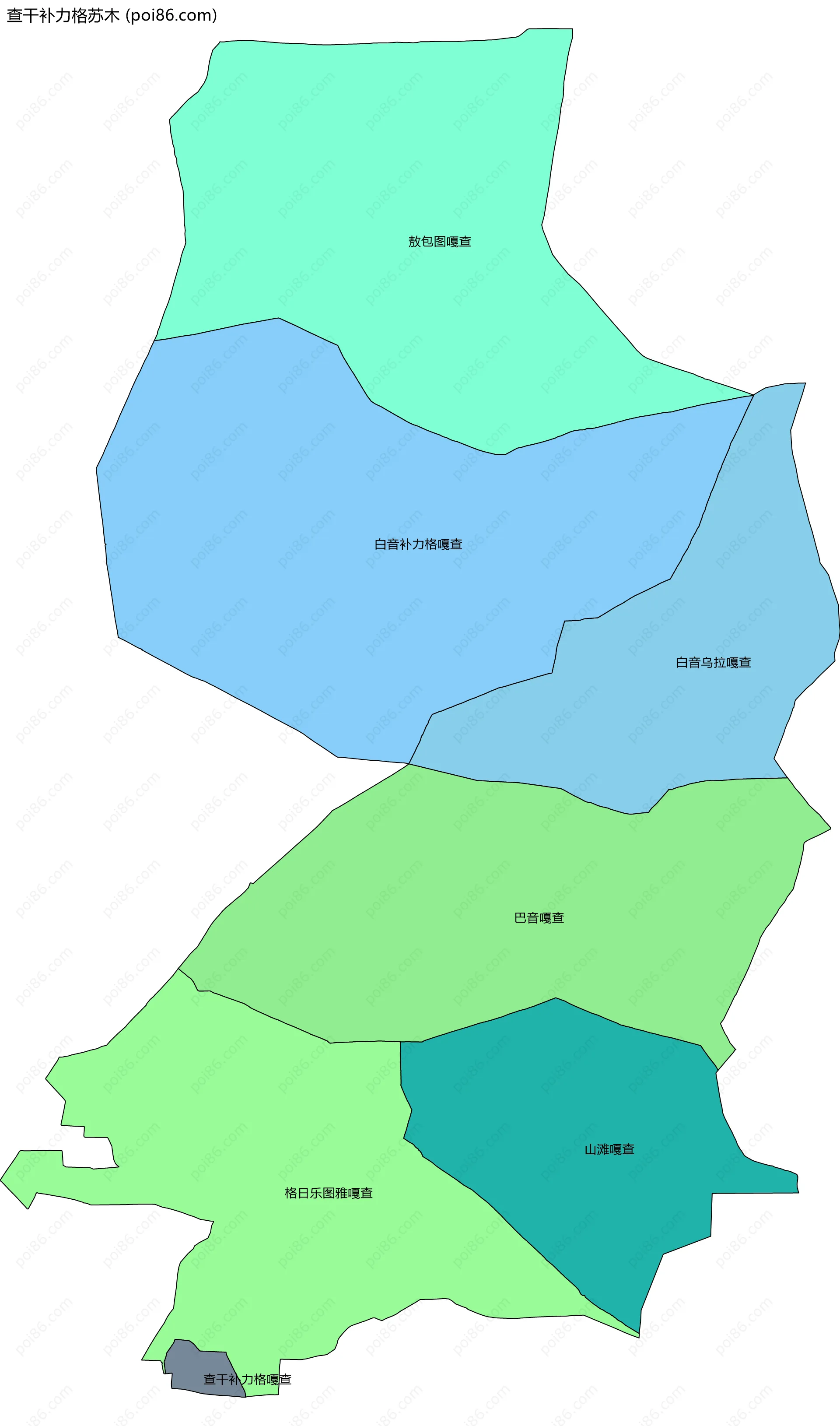 查干补力格苏木边界地图(五级行政区划)