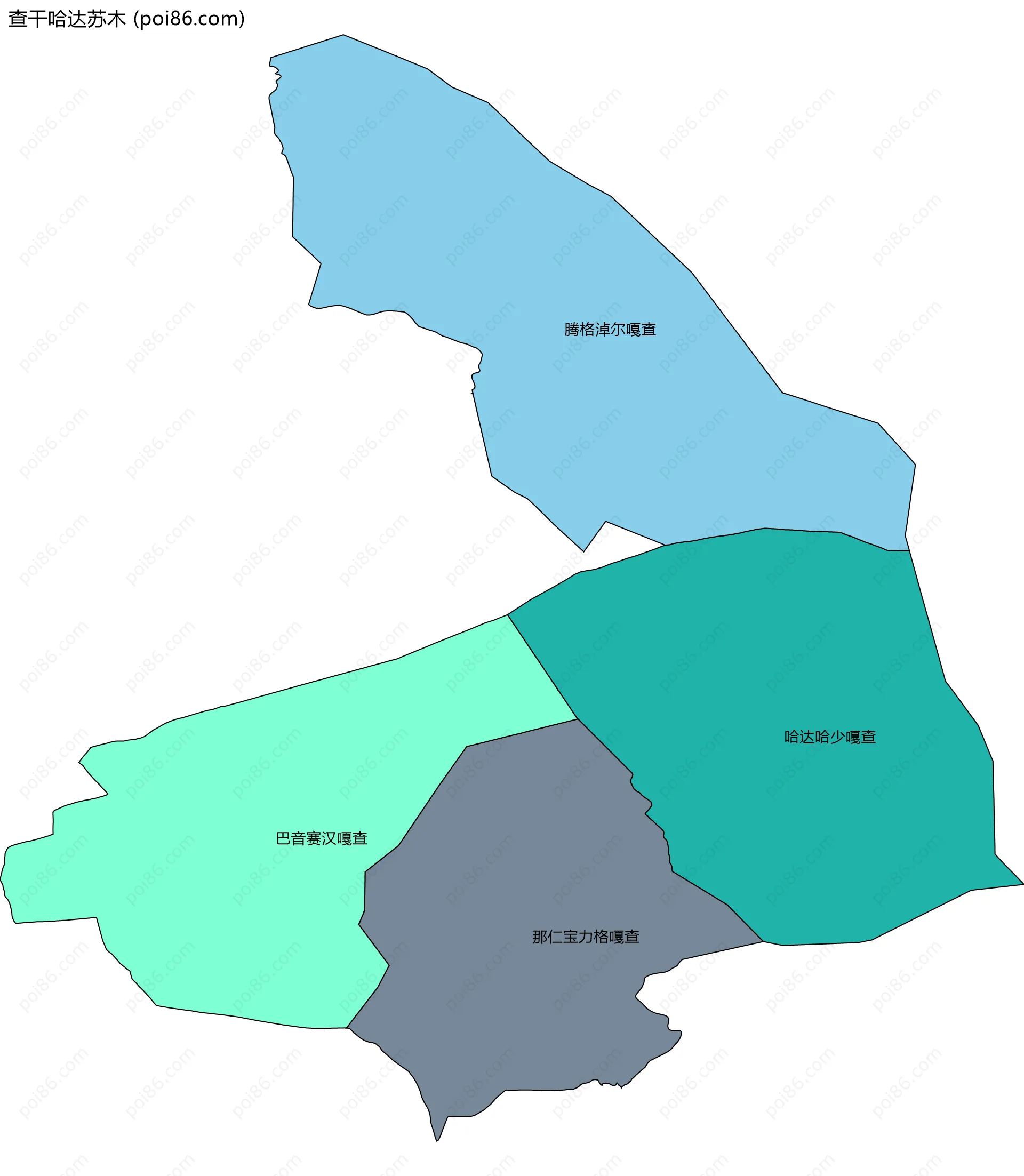 查干哈达苏木边界地图(五级行政区划)