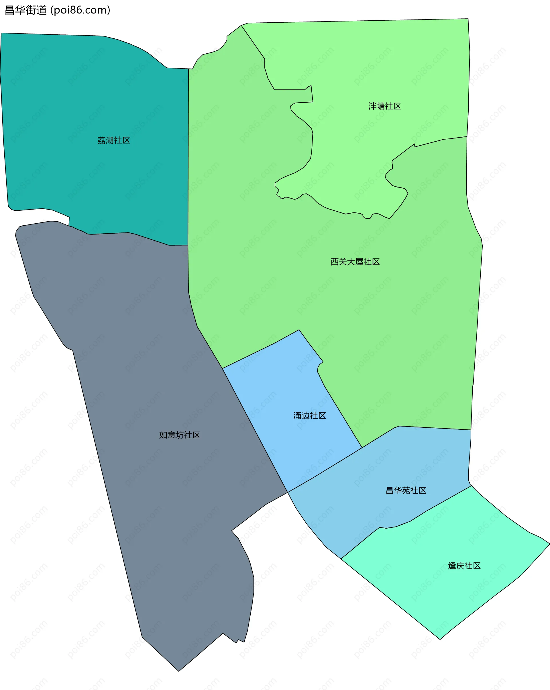 昌华街道边界地图(五级行政区划)