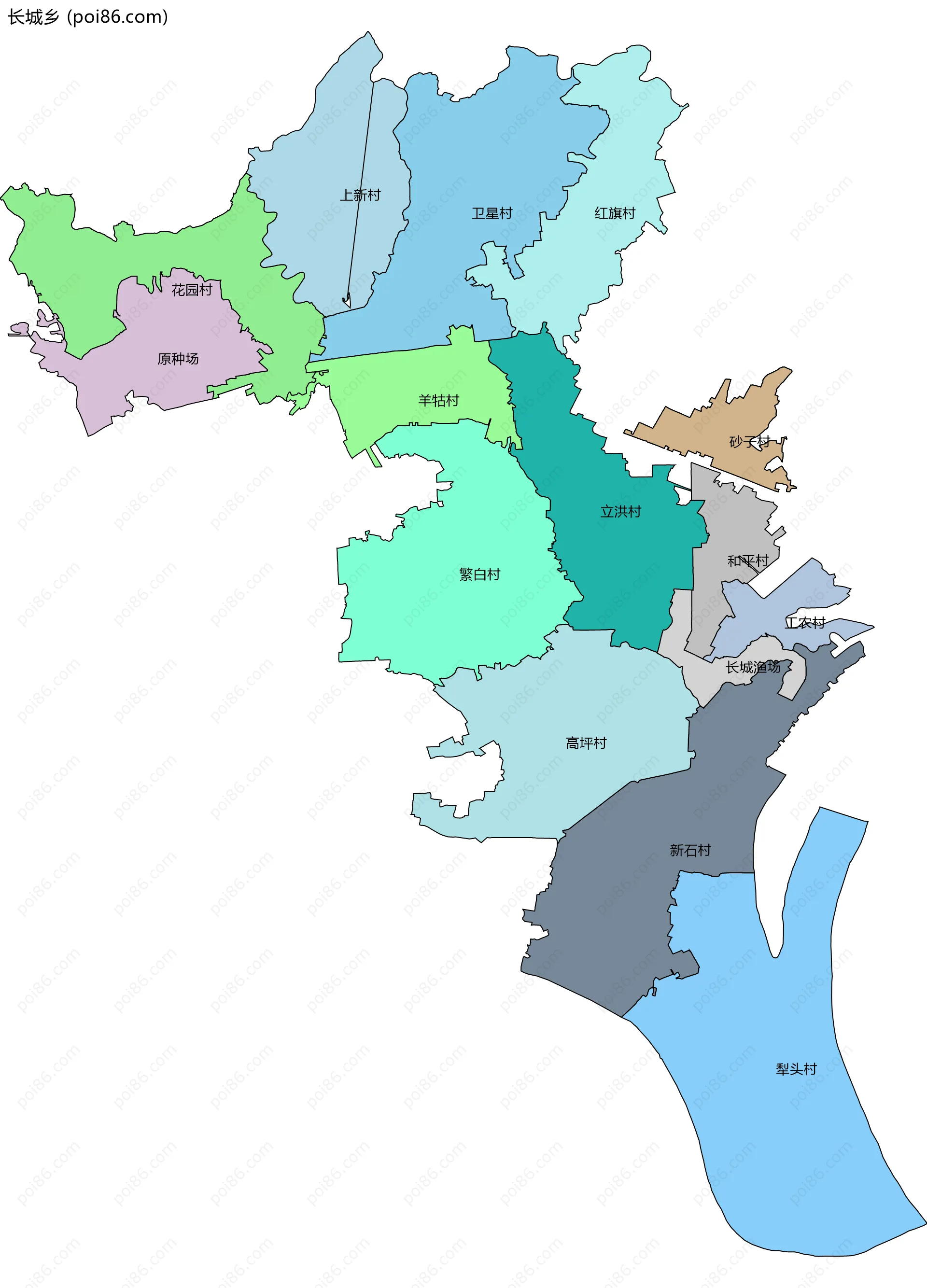 长城乡边界地图(五级行政区划)