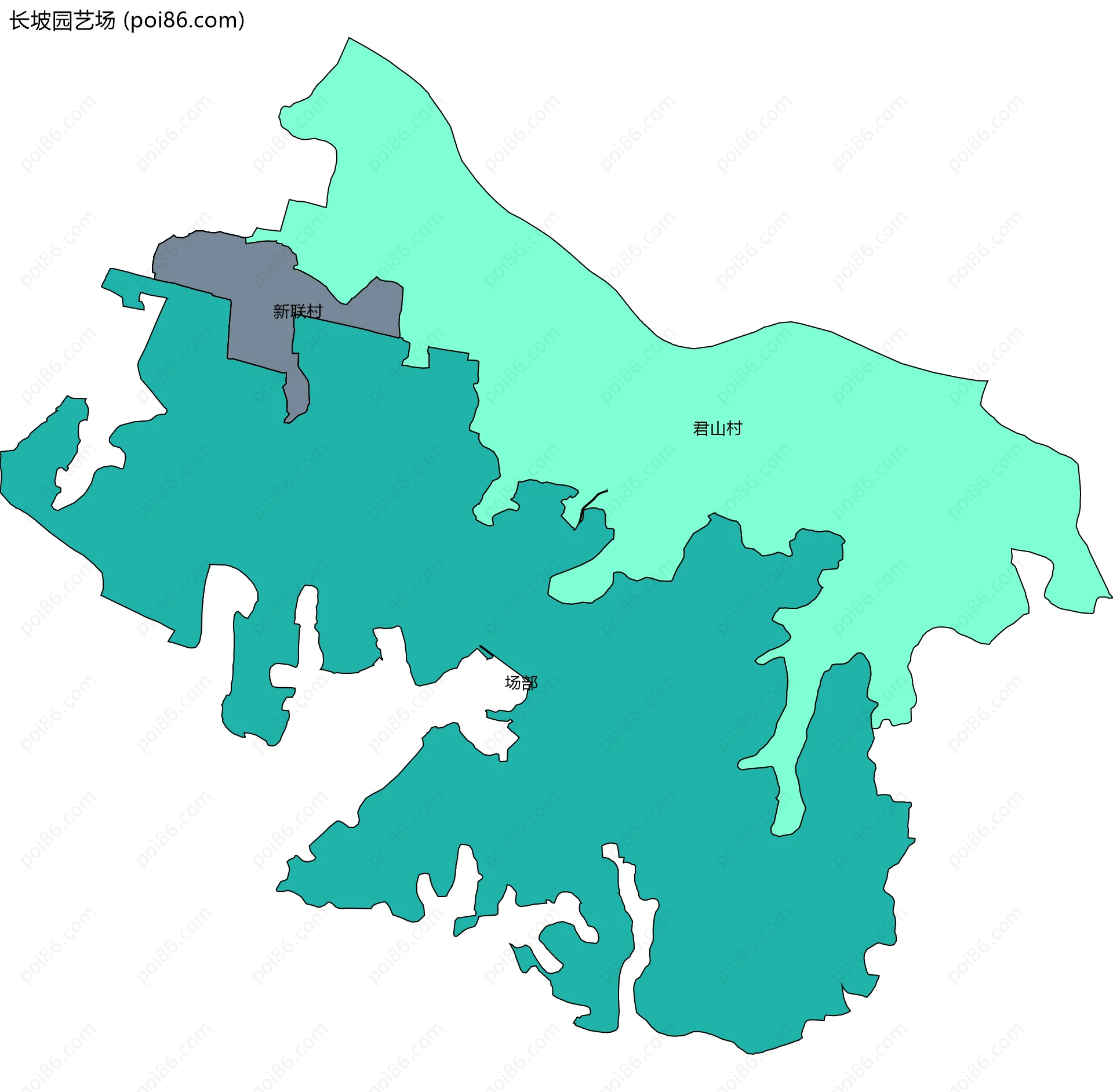 长坡园艺场边界地图(五级行政区划)
