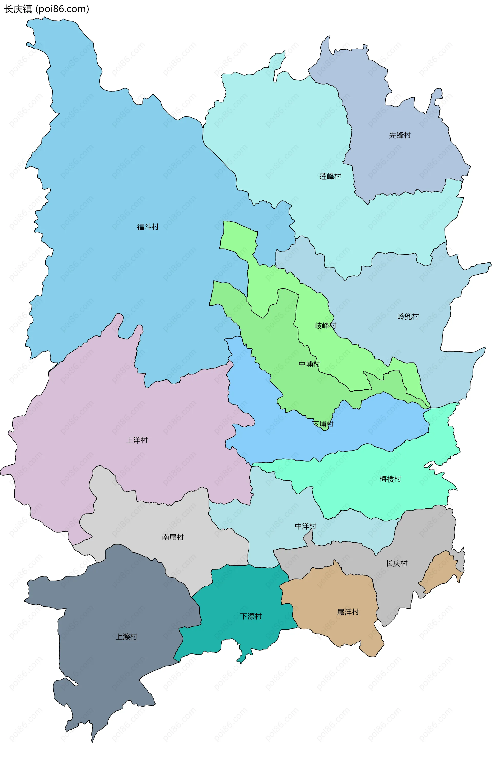 长庆镇边界地图(五级行政区划)