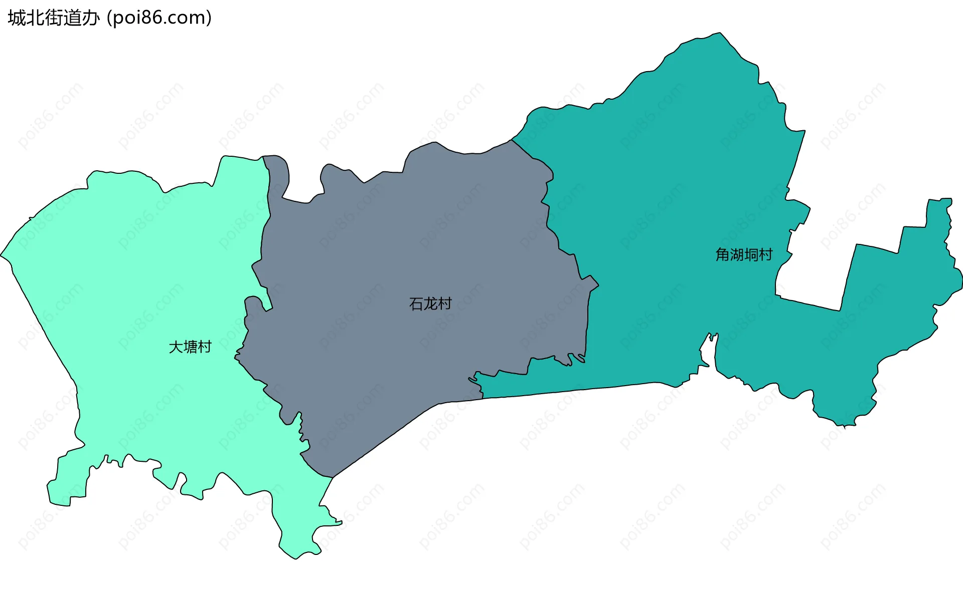 城北街道办边界地图(五级行政区划)