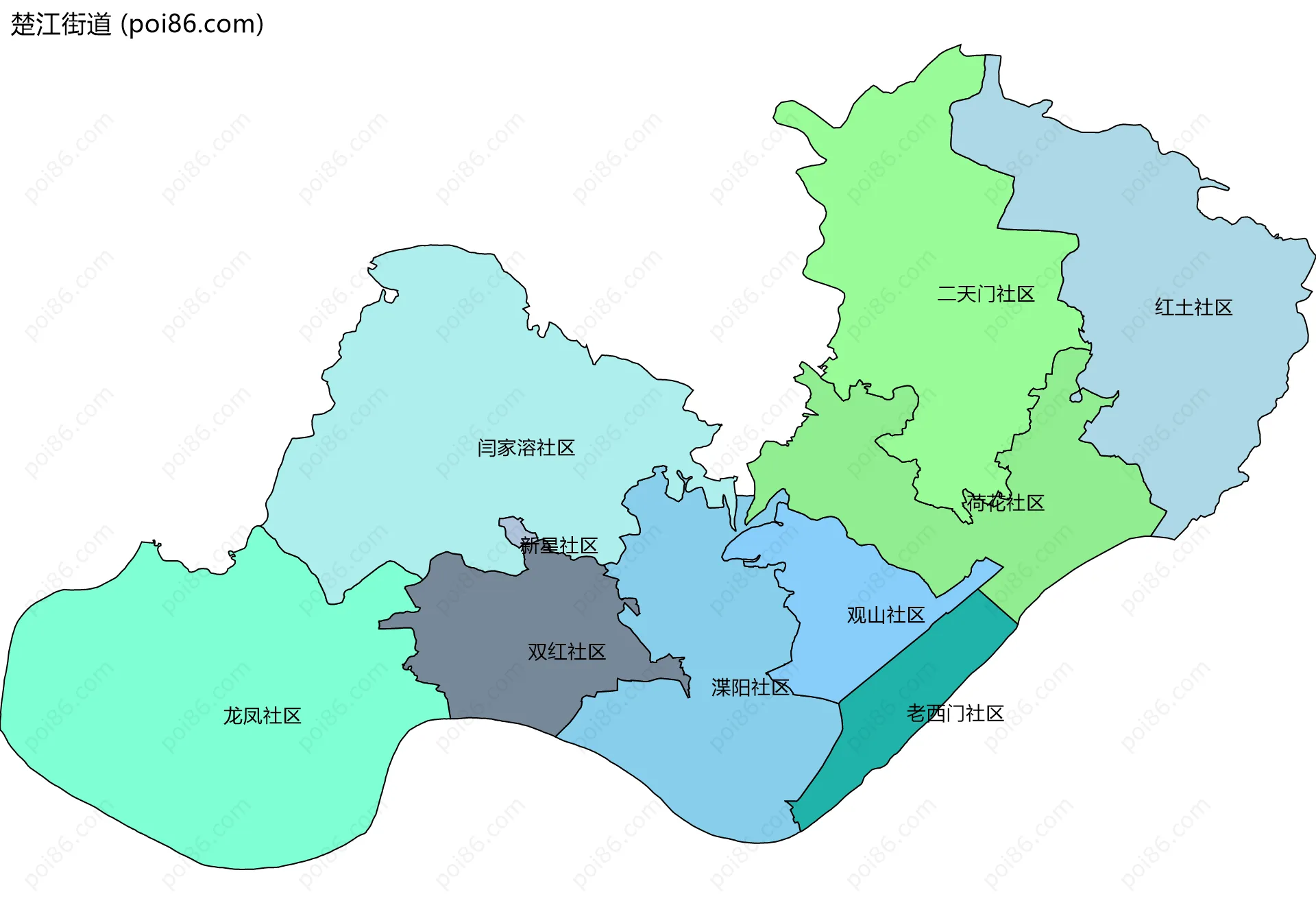 楚江街道边界地图(五级行政区划)
