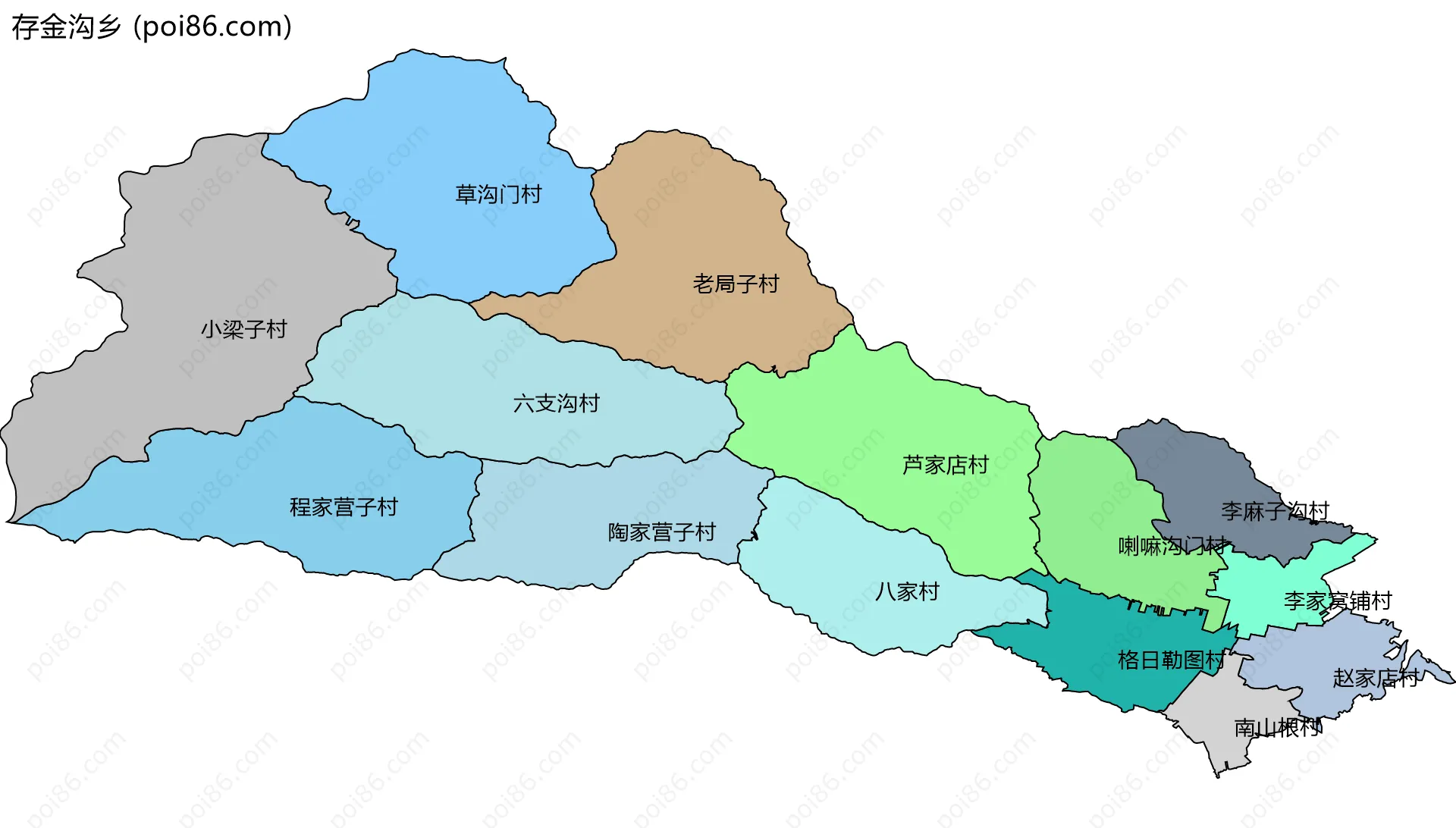 存金沟乡边界地图(五级行政区划)