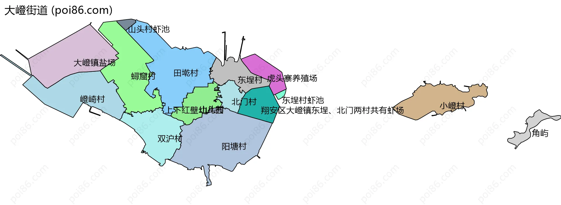 大嶝街道边界地图(五级行政区划)