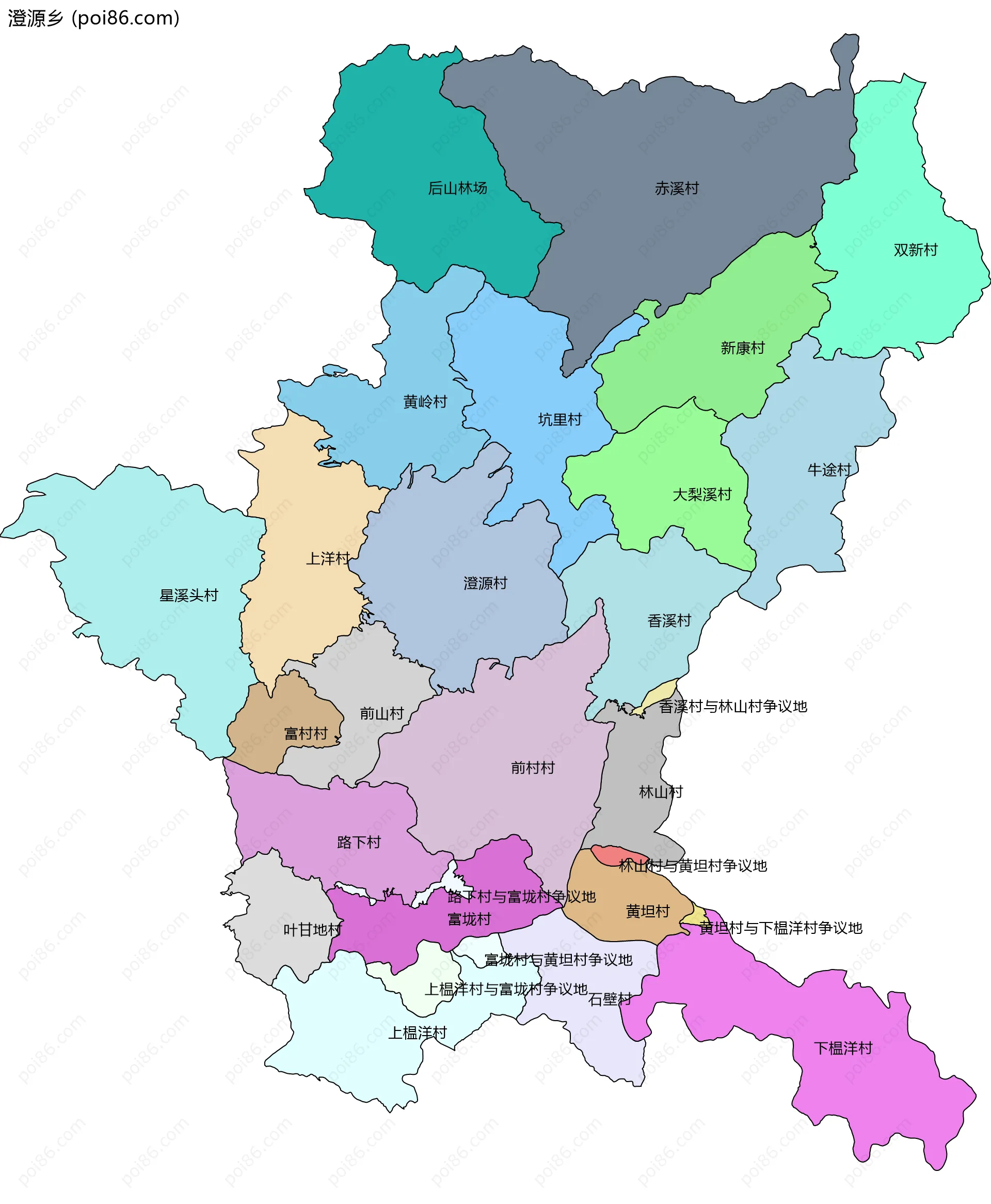 澄源乡边界地图(五级行政区划)