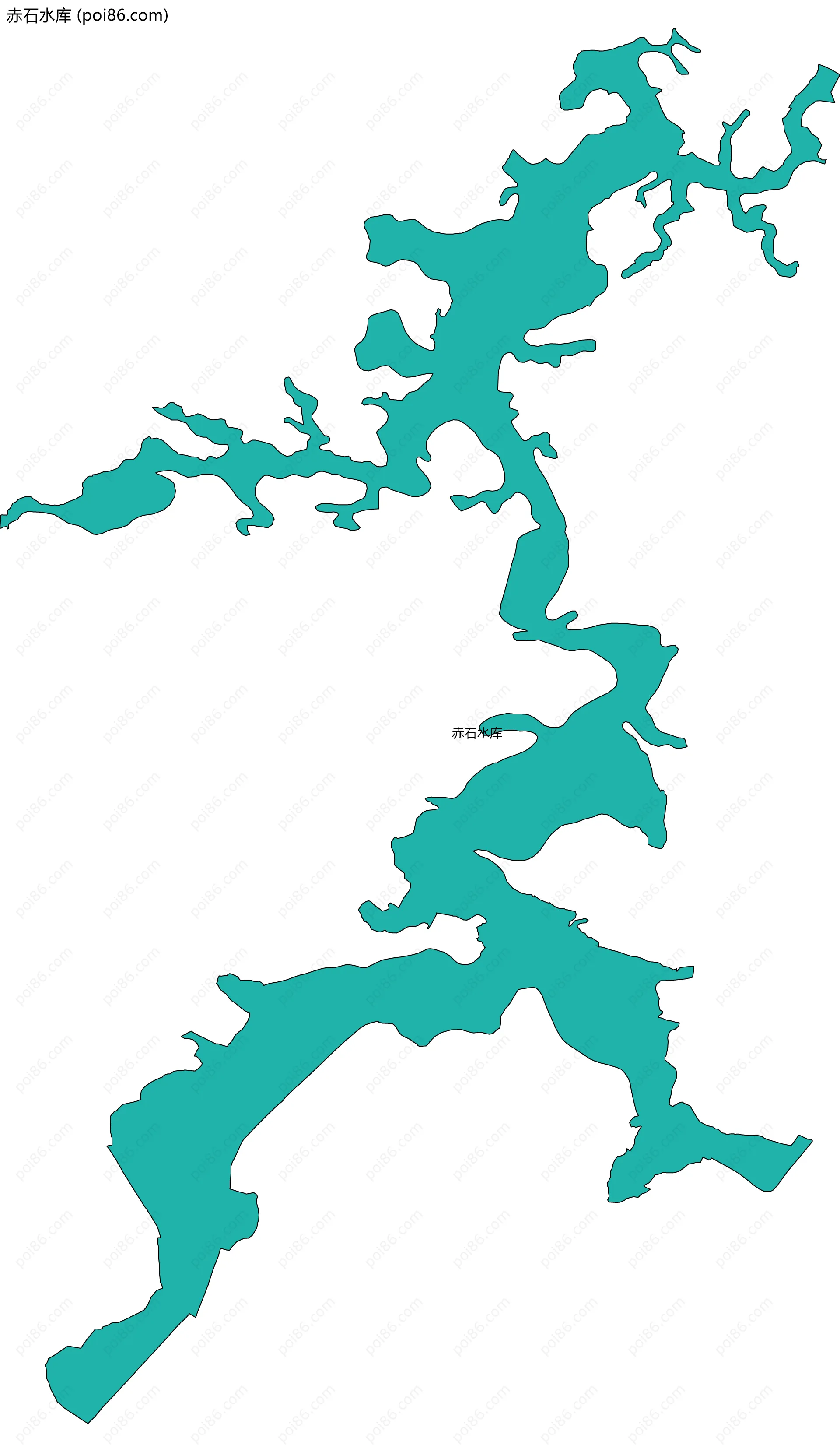 赤石水库边界地图(五级行政区划)