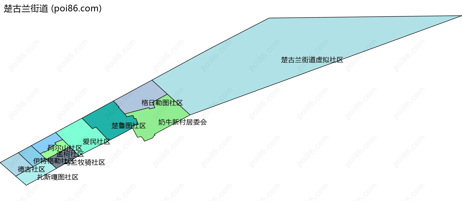 楚古兰街道边界地图(五级行政区划)