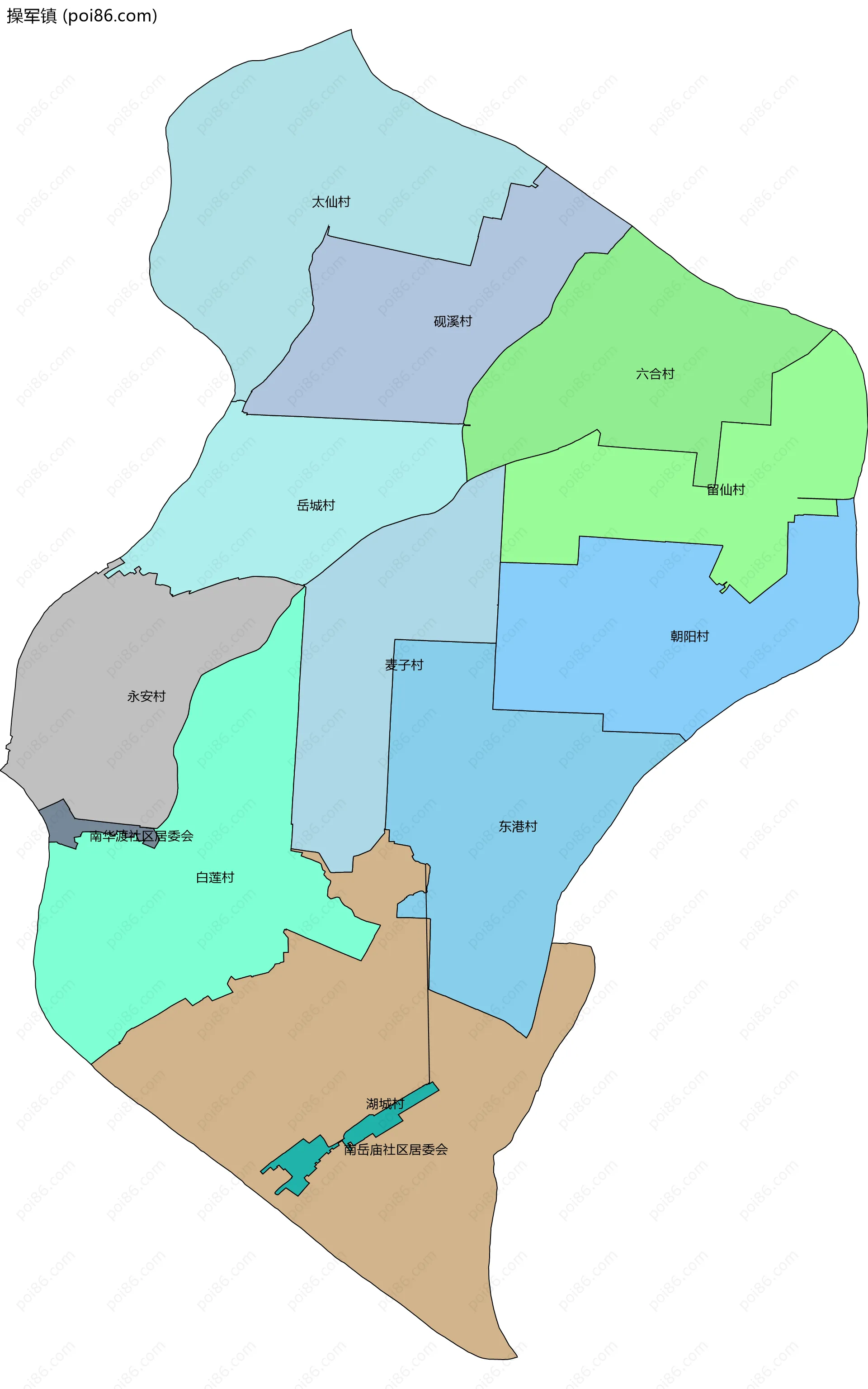 操军镇边界地图(五级行政区划)