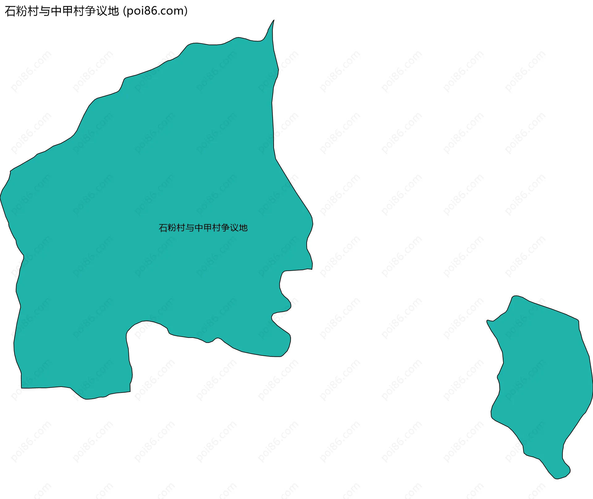 石粉村与中甲村争议地边界地图