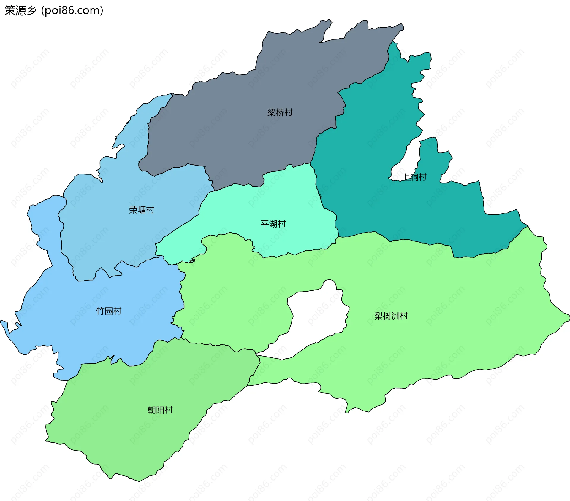 策源乡边界地图(五级行政区划)