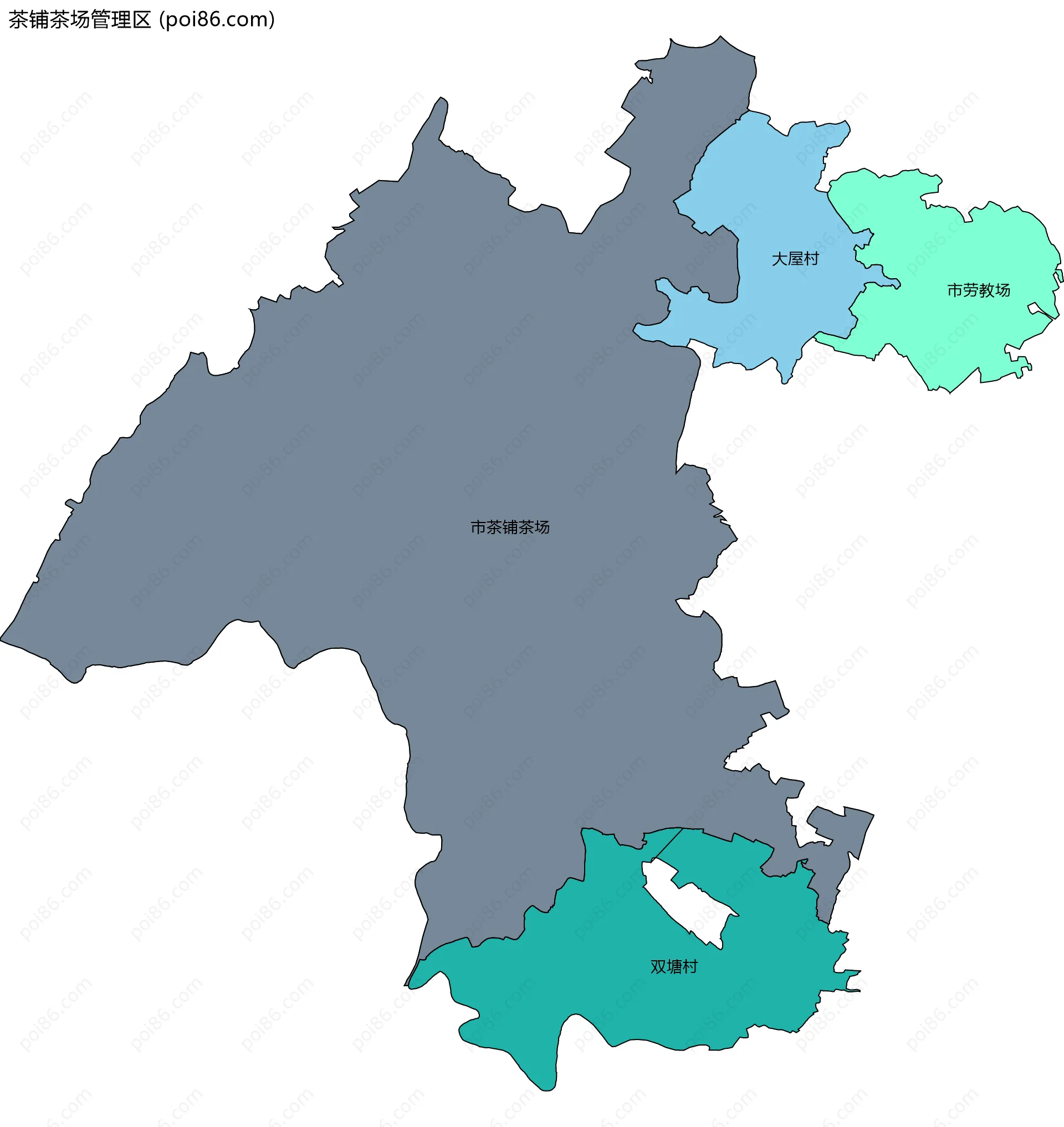 茶铺茶场管理区边界地图(五级行政区划)