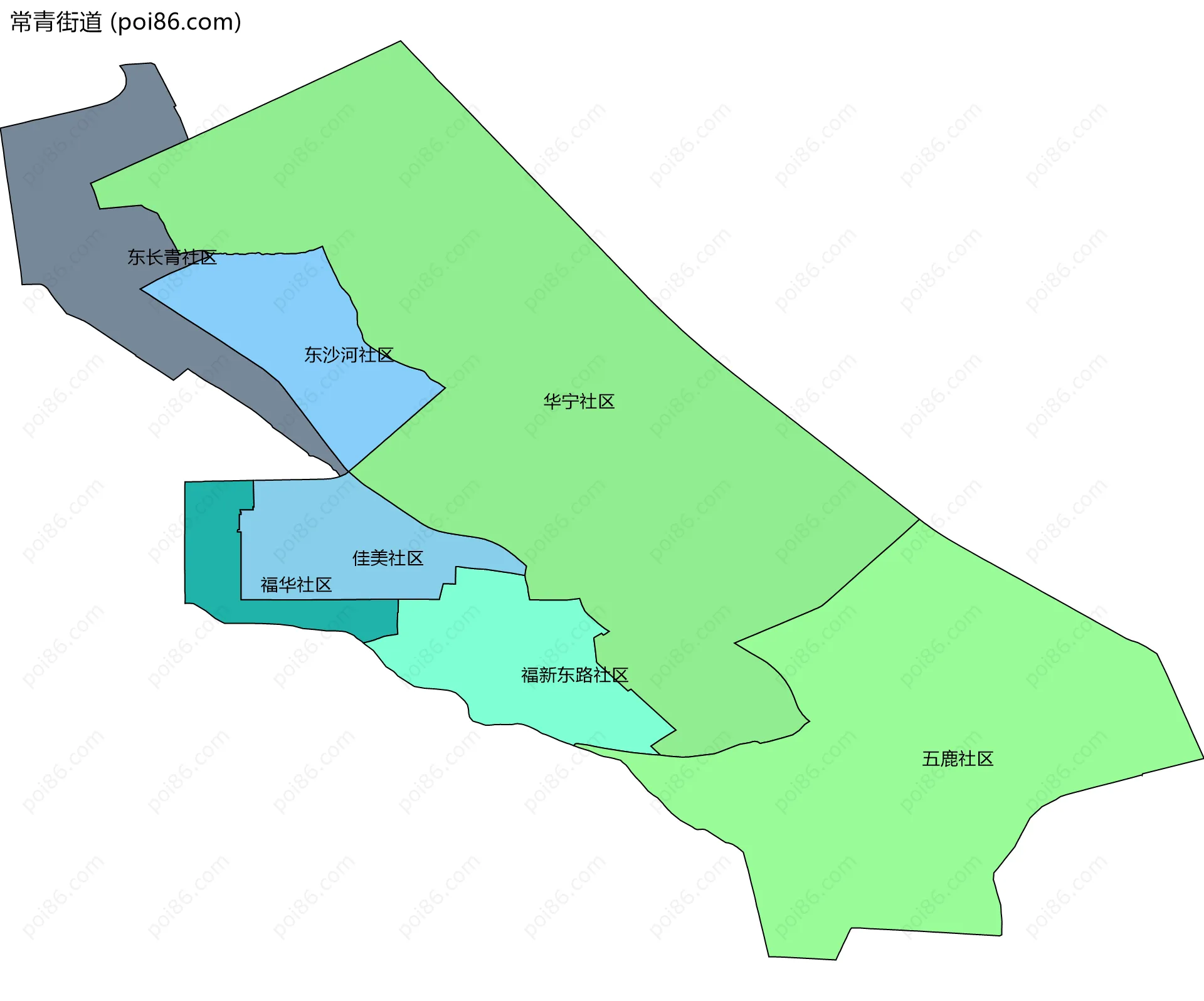 常青街道边界地图(五级行政区划)