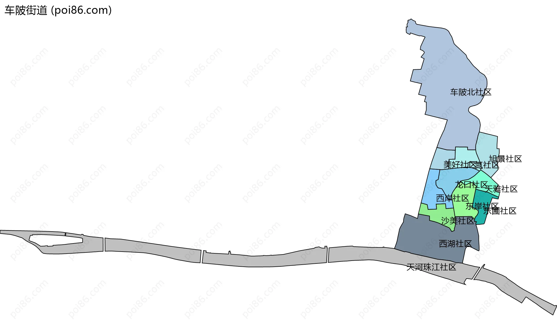 车陂街道边界地图(五级行政区划)