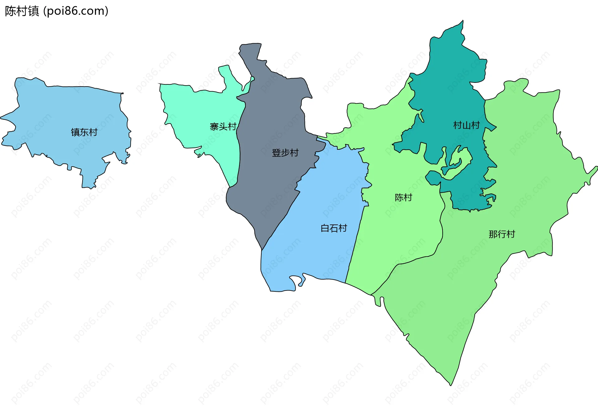 陈村镇边界地图(五级行政区划)