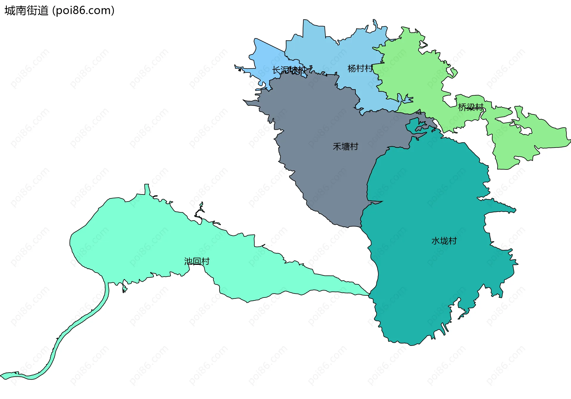 城南街道边界地图(五级行政区划)